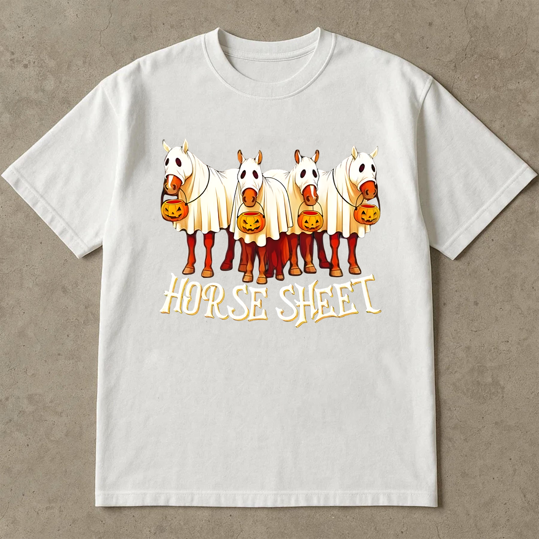 Funny Halloween Horse Shirt, Horse Sheet Costume Tee, Ghost Horse Pumpkin Shirt, Spooky Season Equestrian Gift, Horse Lover Shirt