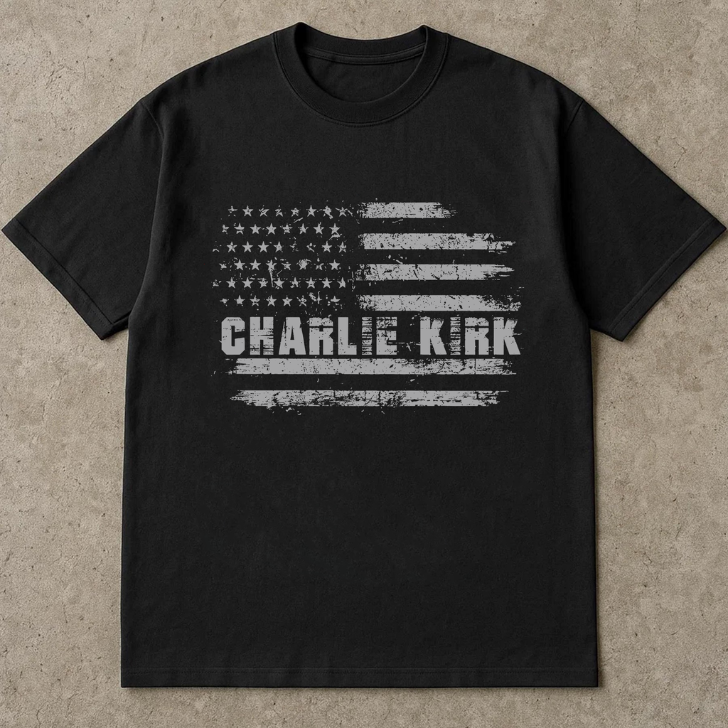 Charlie Kirk USA Flag Shirt, Distressed American Flag Patriot Tee, Conservative Freedom Political TShirt, Liberty Top