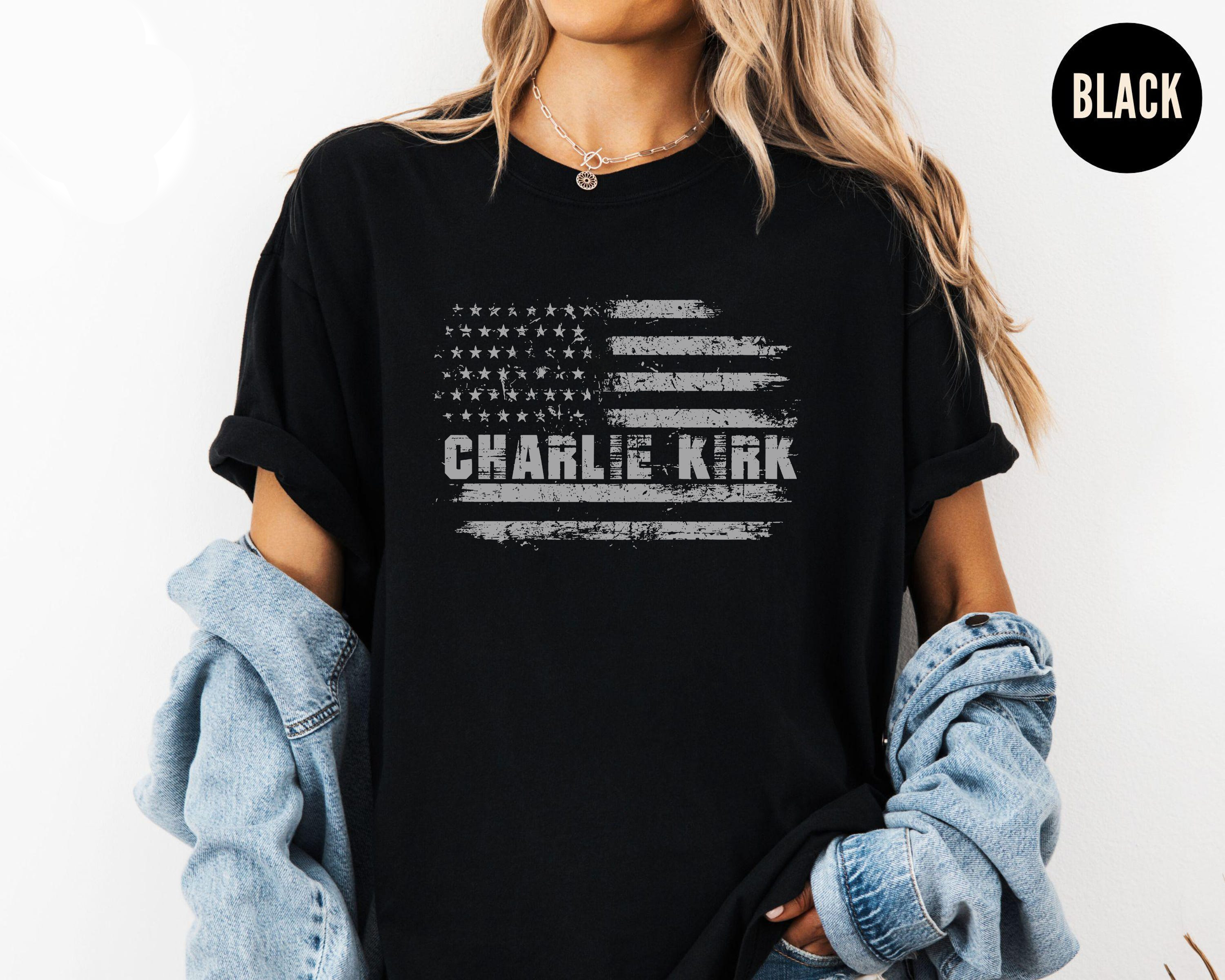 Charlie Kirk USA Flag Shirt, Distressed American Flag Patriot Tee, Conservative Freedom Political TShirt, Liberty Top