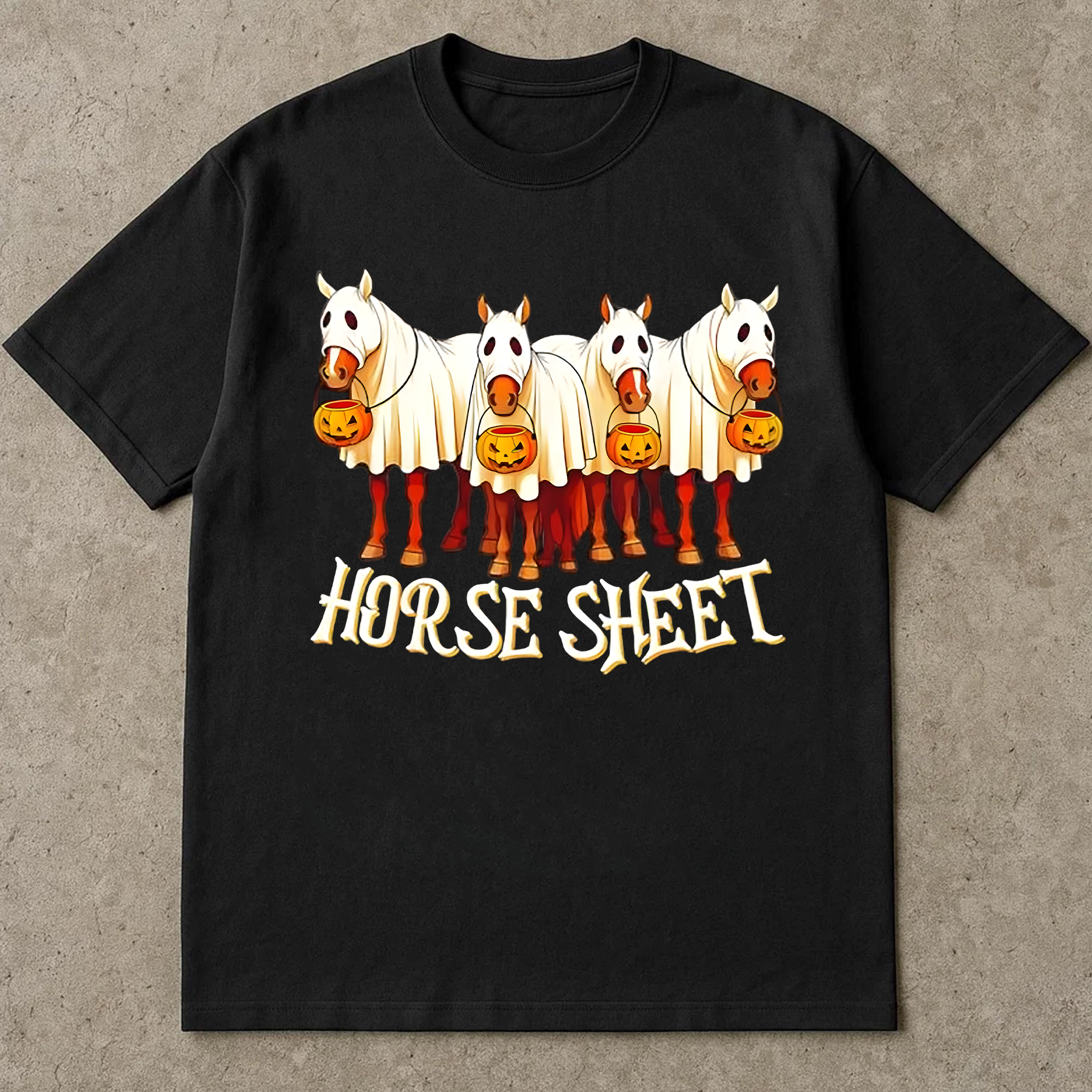 Funny Halloween Horse Shirt, Horse Sheet Costume Tee, Ghost Horse Pumpkin Shirt, Spooky Season Equestrian Gift, Horse Lover Shirt