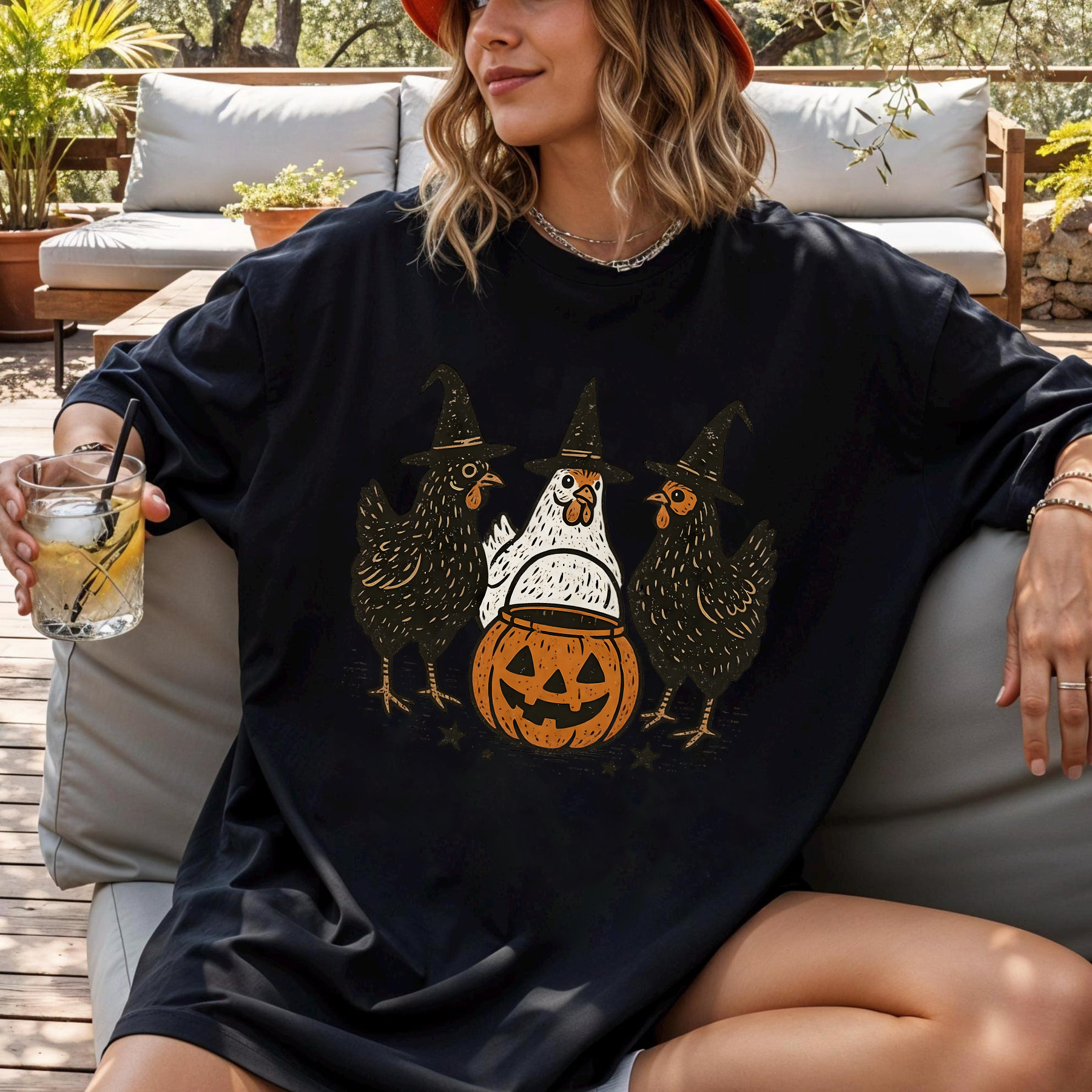 Pumpkin Chicken PNG, Fall Retro Halloween PNG, Thanksgiving Turkey Witch Clipart, Chick or Treat Sublimation Design, Spooky Season Vintage Shirt PNG