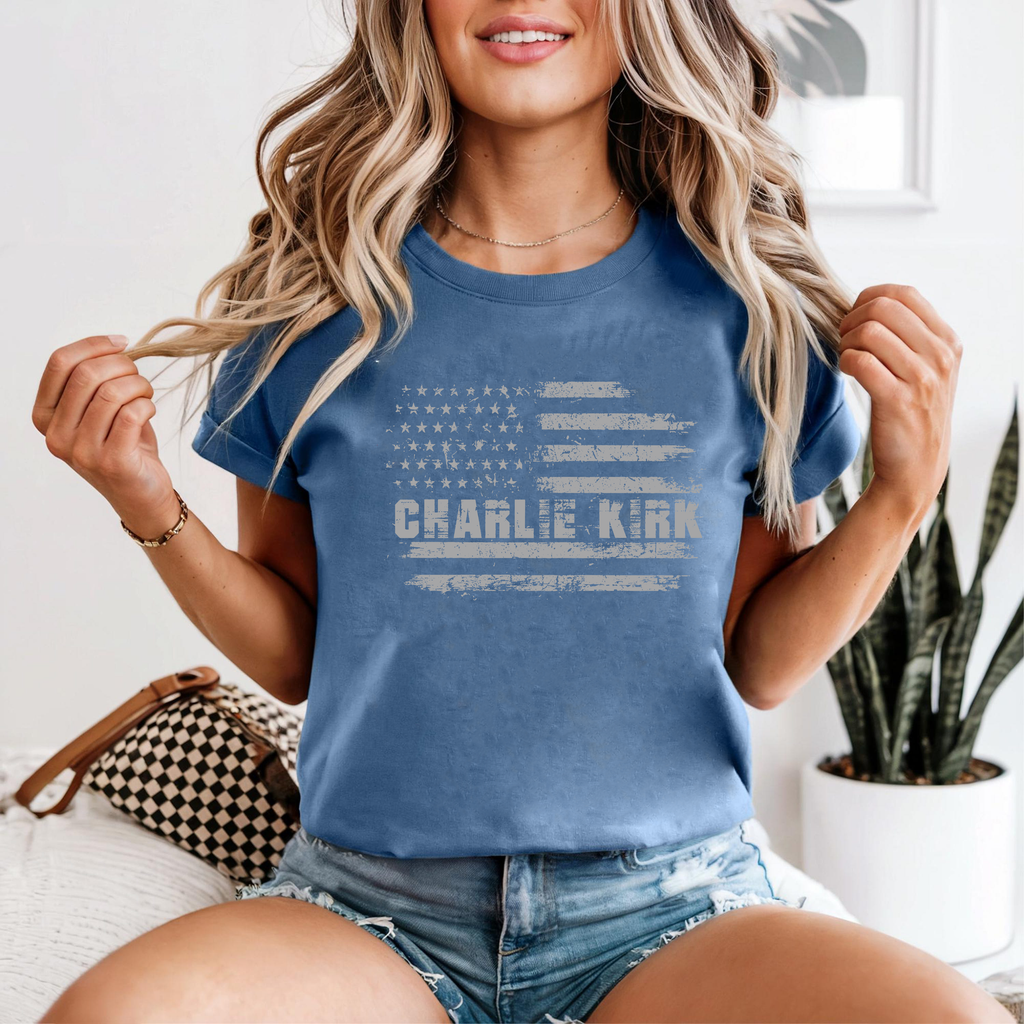 Charlie Kirk USA Flag Shirt, Distressed American Flag Patriot Tee, Conservative Freedom Political TShirt, Liberty Top