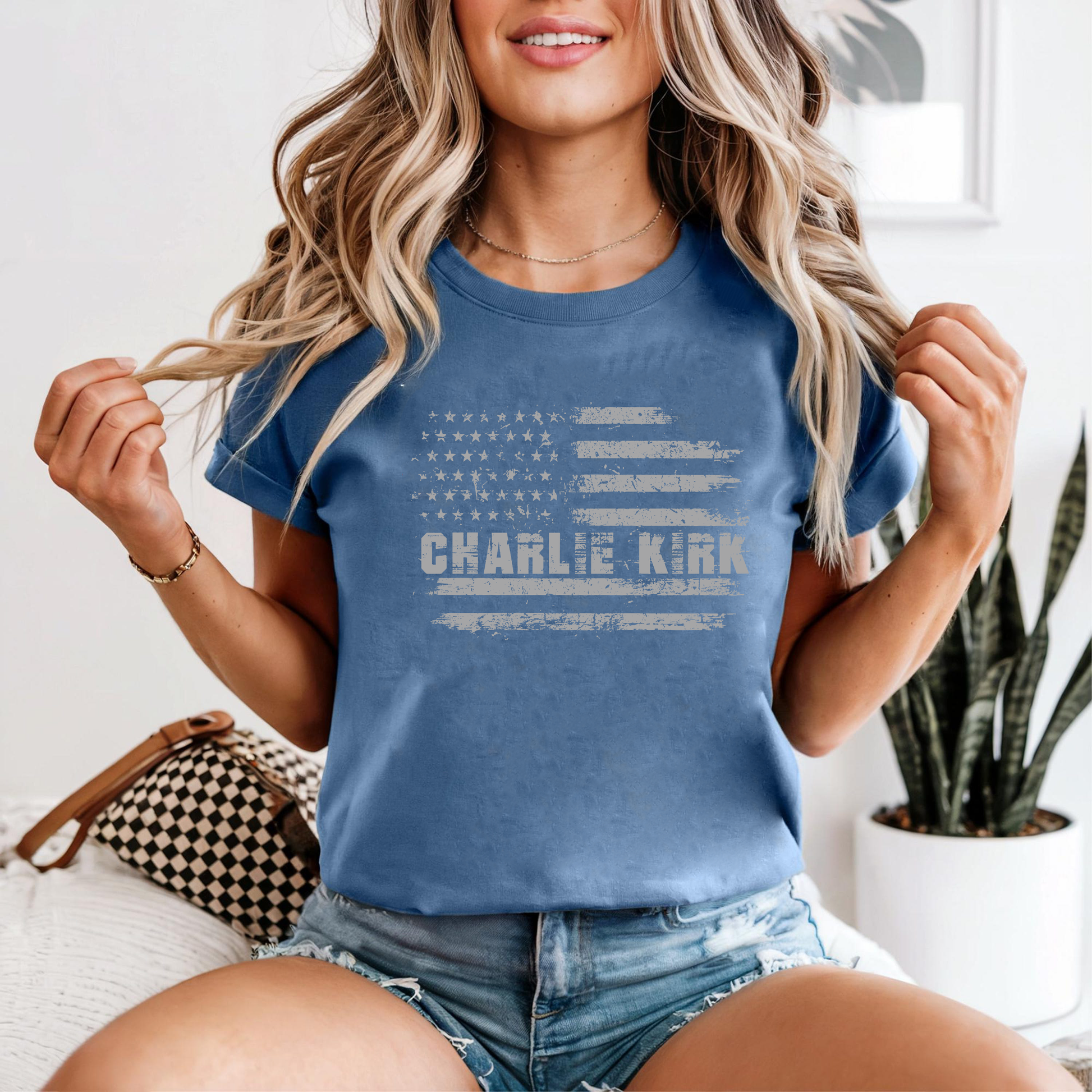 Charlie Kirk USA Flag Shirt, Distressed American Flag Patriot Tee, Conservative Freedom Political TShirt, Liberty Top