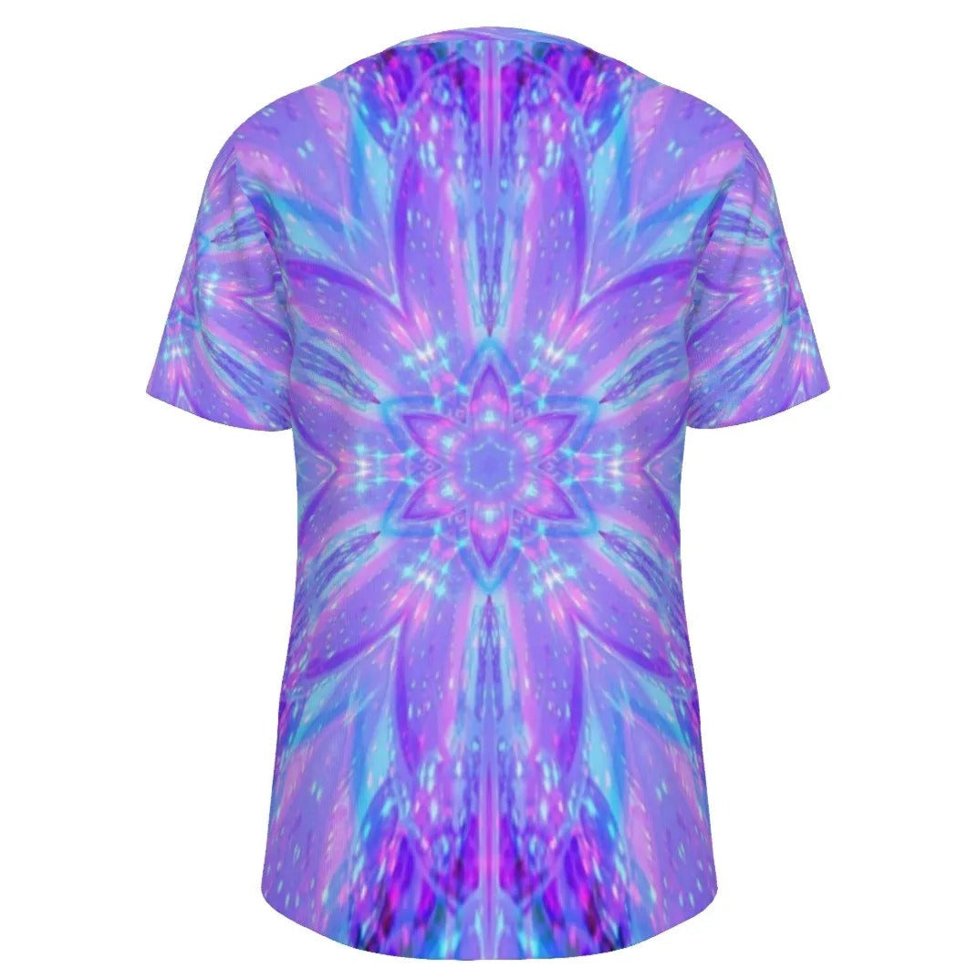Kaleio Galaxy T-Shirt, Trippy Holographic Space Tee, Psychedelic Cosmic Mandala Shirt, Festival Graphic Tee for Men and Women