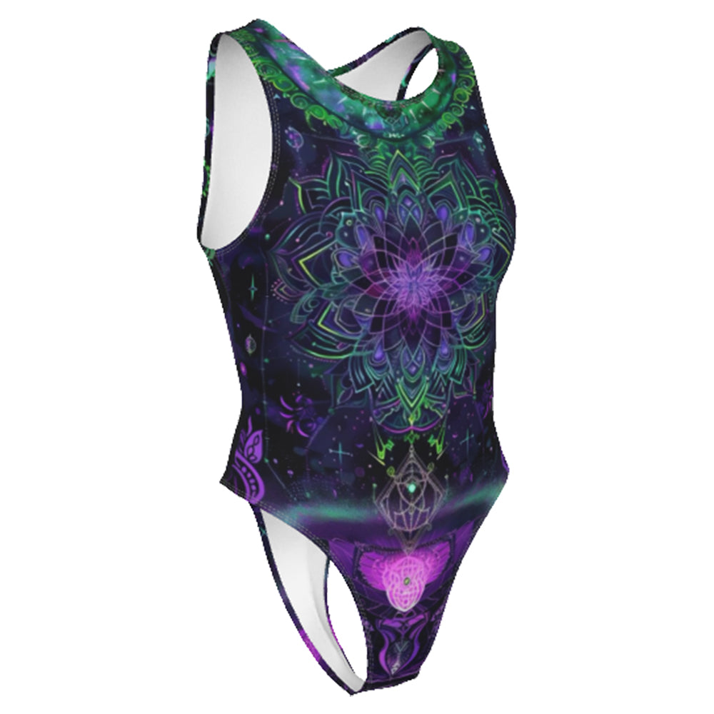 Mystic Aesthetic Women's Tank Bodysuit, Mystic Mandala Swimsuits, Cosmic Tarot Bodysuit, Sacred Geometry Bodysuit, Trippy Psychedelic Bodysuit, Spiritual Festival Wear