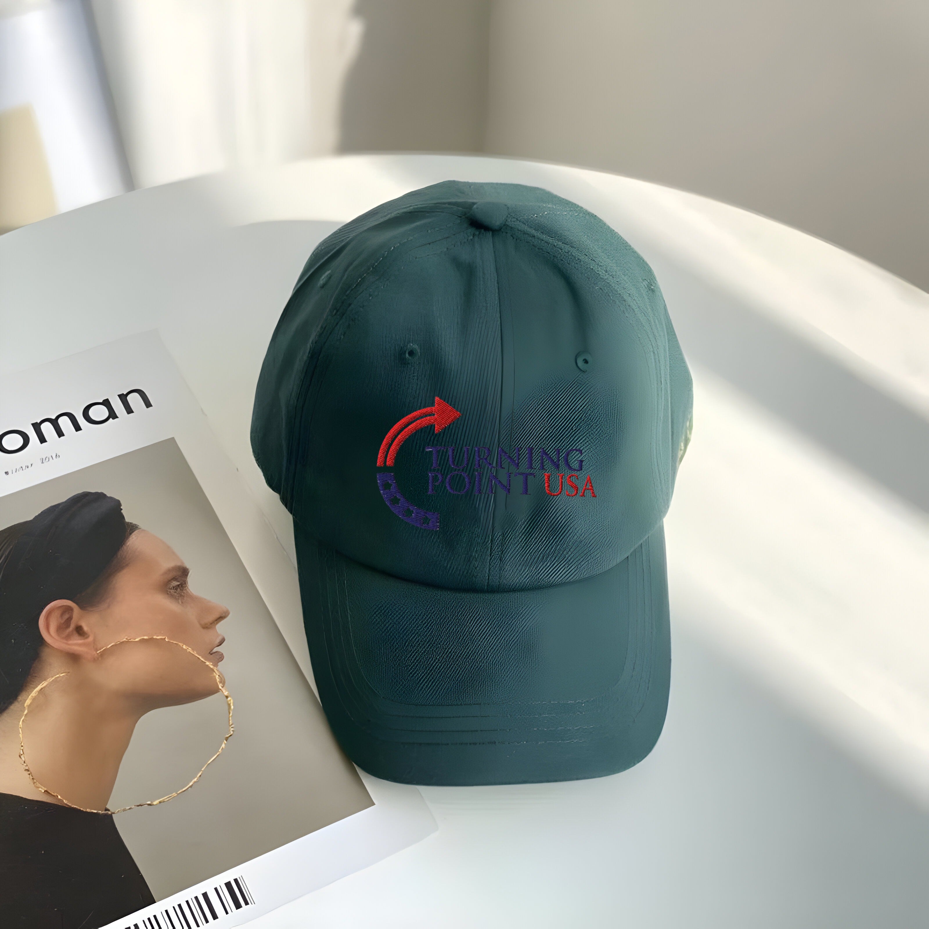 Embroidered Turning Point USA Washed Cap, Charlie Kirk Washed Cap, Freedom Cap, Politics, Rest in Peace, Embroidered Hat, Patriotic Hat, A True Patriot