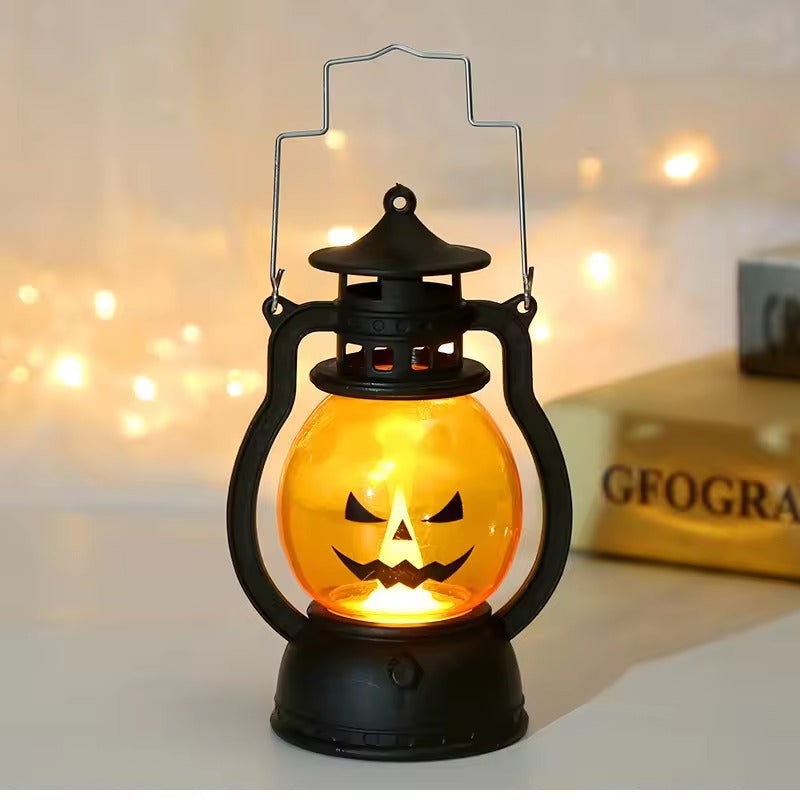 Halloween LED Pumpkin Lantern, Hanging Ghost Candle Light, Retro Oil Lamp Halloween Decor, Halloween Decorations, Indoor Outdoor Decoration