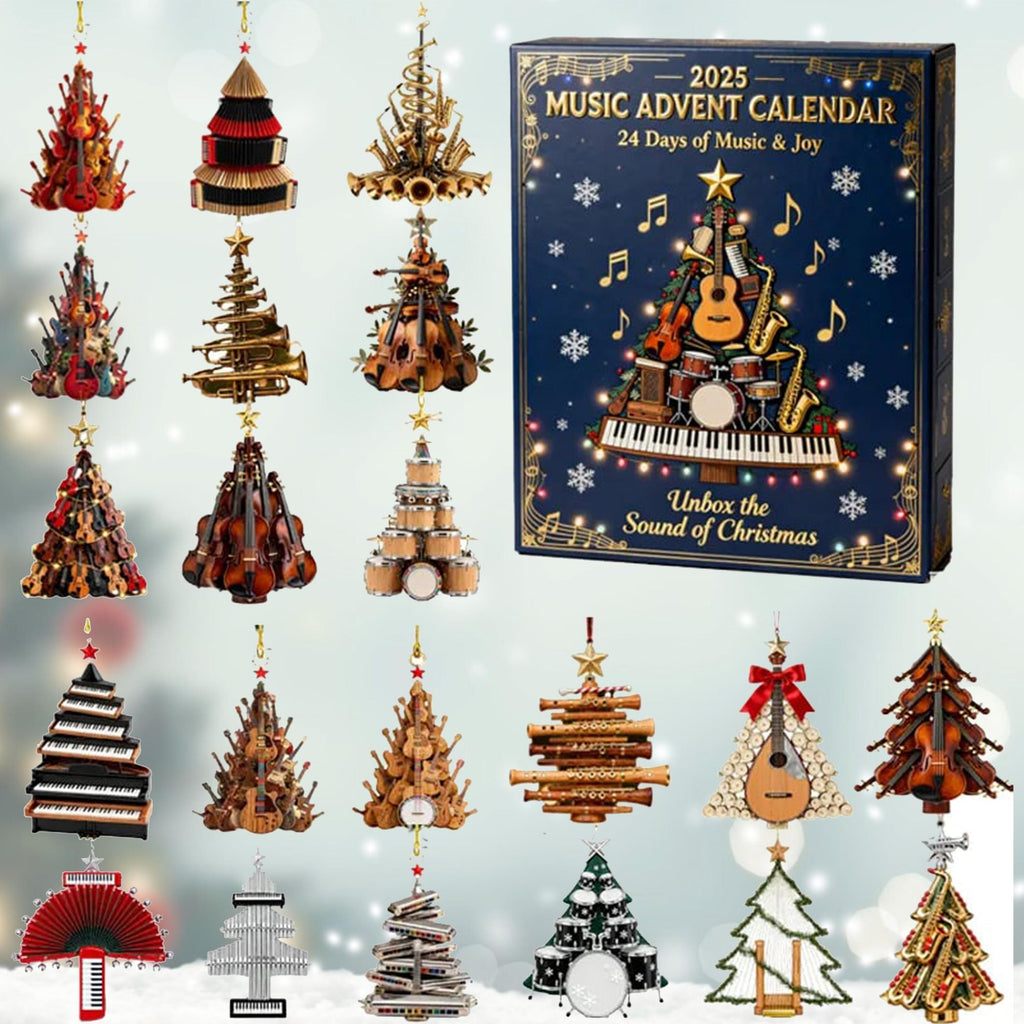 Music Advent Calendar 2025, Instrument Christmas Ornaments, 24 Day Holiday Countdown, Musical Tree Mini Figures Gift