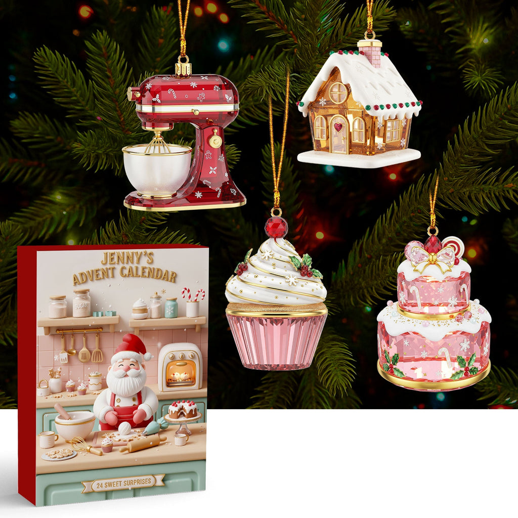 Cute Baking Advent Calendar 2025, Santa Kitchen Theme, 24 Mini Dessert Charms, Holiday Baker Gift, Sweet Christmas Countdown Box