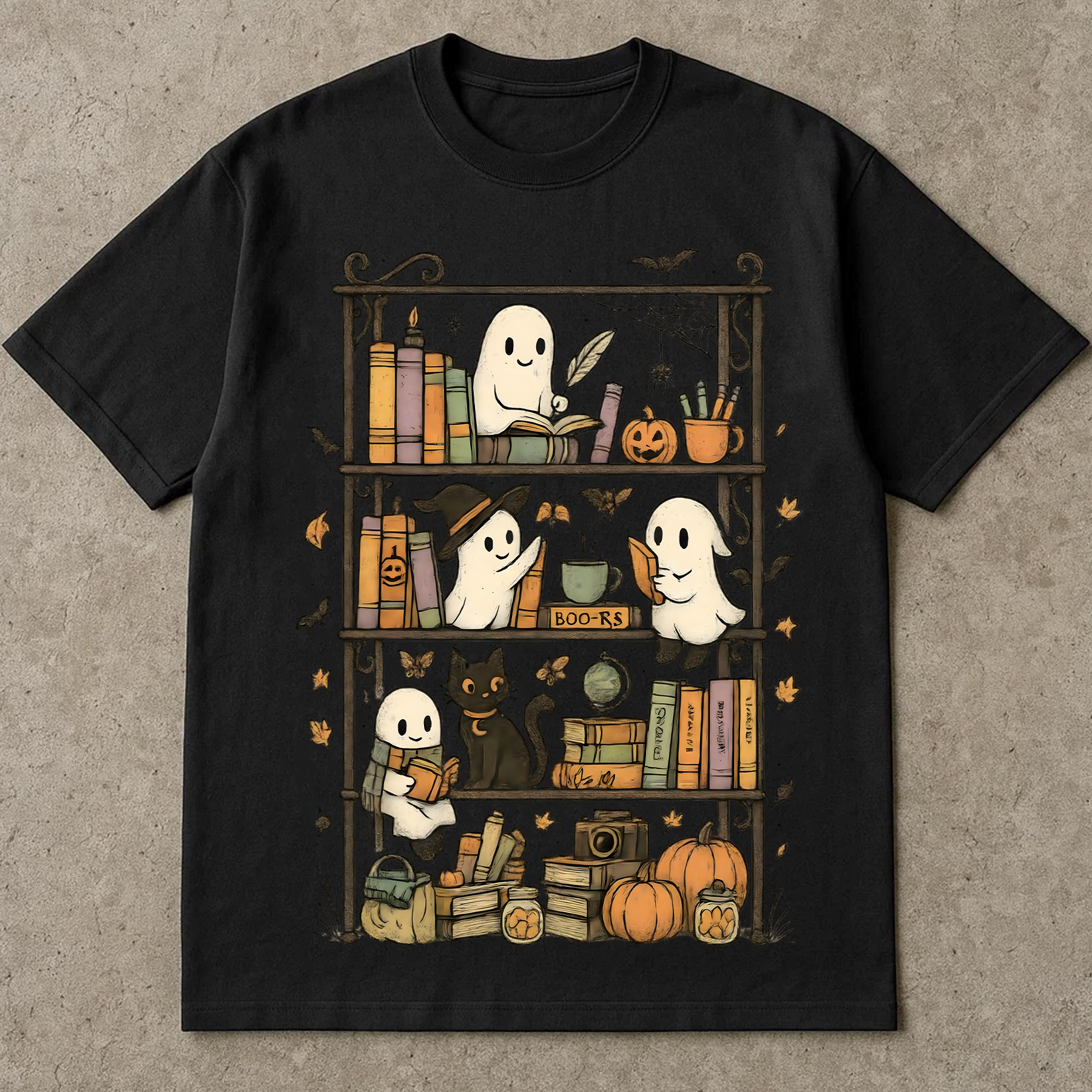 Cute Halloween Ghost Shirt, Fall Bookish T-Shirt, Spooky Season Tee, Ghosts Reading Books, Autumn Witchy Shirt, Cozy Halloween Aesthetic