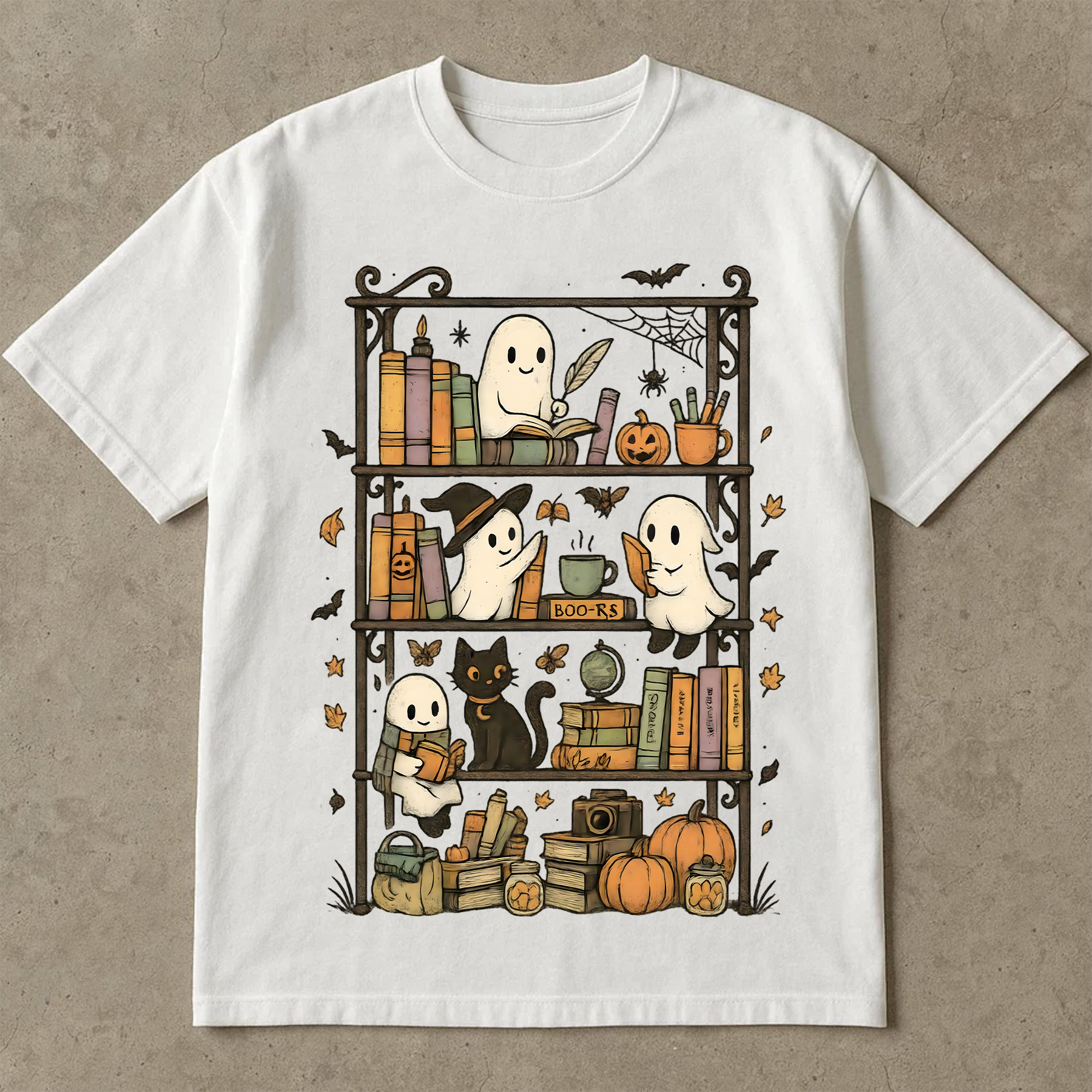 Cute Halloween Ghost Shirt, Fall Bookish T-Shirt, Spooky Season Tee, Ghosts Reading Books, Autumn Witchy Shirt, Cozy Halloween Aesthetic