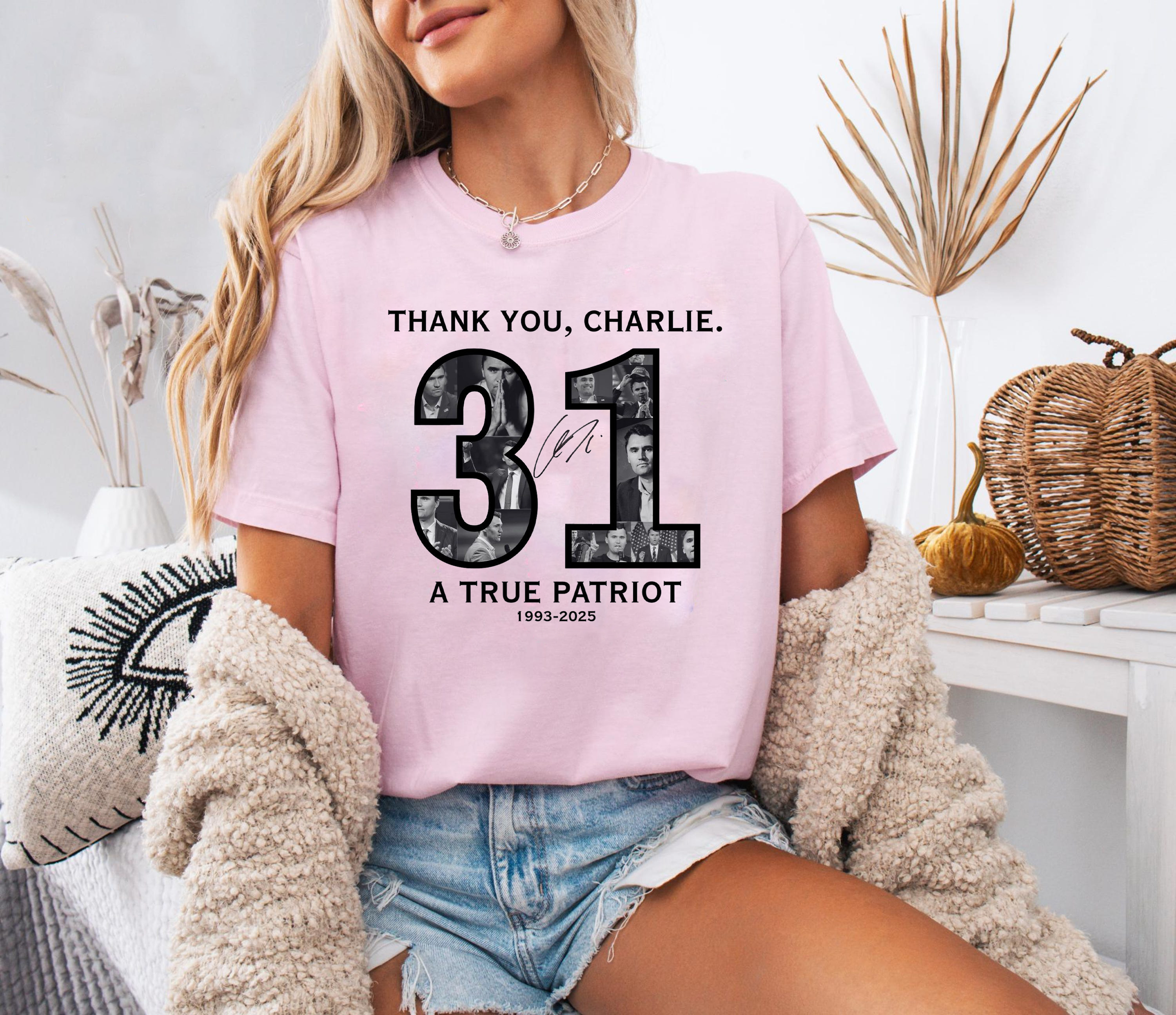 Thank You Charlie Shirt, 31 A True Patriot TShirt, Charlie Kirk Legacy Memorial Tee, Conservative Freedom Top
