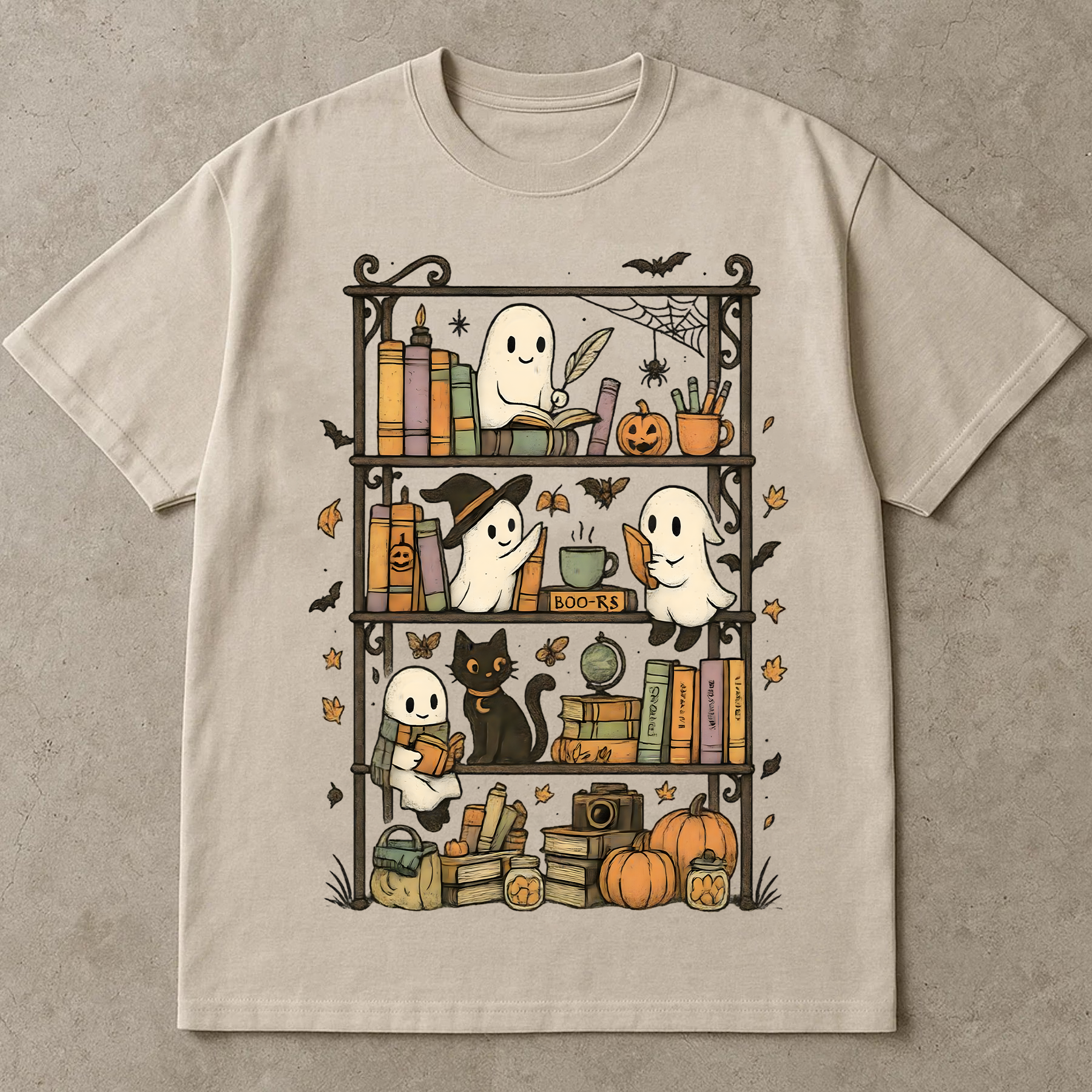 Cute Halloween Ghost Shirt, Fall Bookish T-Shirt, Spooky Season Tee, Ghosts Reading Books, Autumn Witchy Shirt, Cozy Halloween Aesthetic