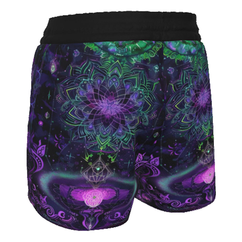 Mystic Aesthetic Women's Shorts, Mystic Mandala Women's Shorts, Cosmic Tarot Shorts, Sacred Geometry Shorts, Trippy Psychedelic Women's Shorts, Spiritual Festival Wear