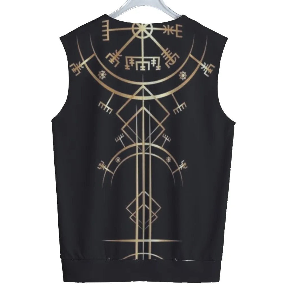 Viking Vegvisir Mysticism Tank Top, Norse Compass Rune Shirt, Nordic Viking Spiritual Vest, Viking Sigil Workout Top, Sacred Geometry Tank