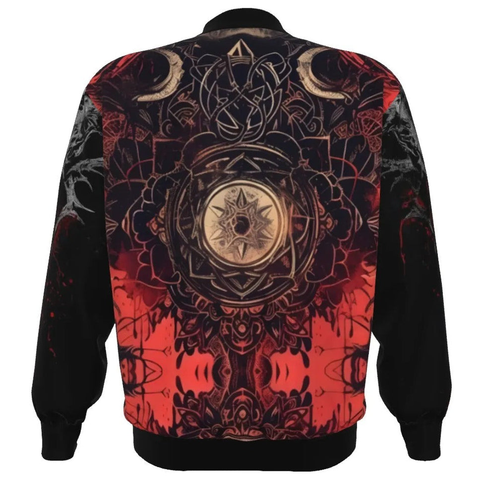 Halloween Costume Ideas, Infernal Mandala Skull Bomber Jacket, Gothic Mandala Outerwear, Halloween Horror Nights Coat