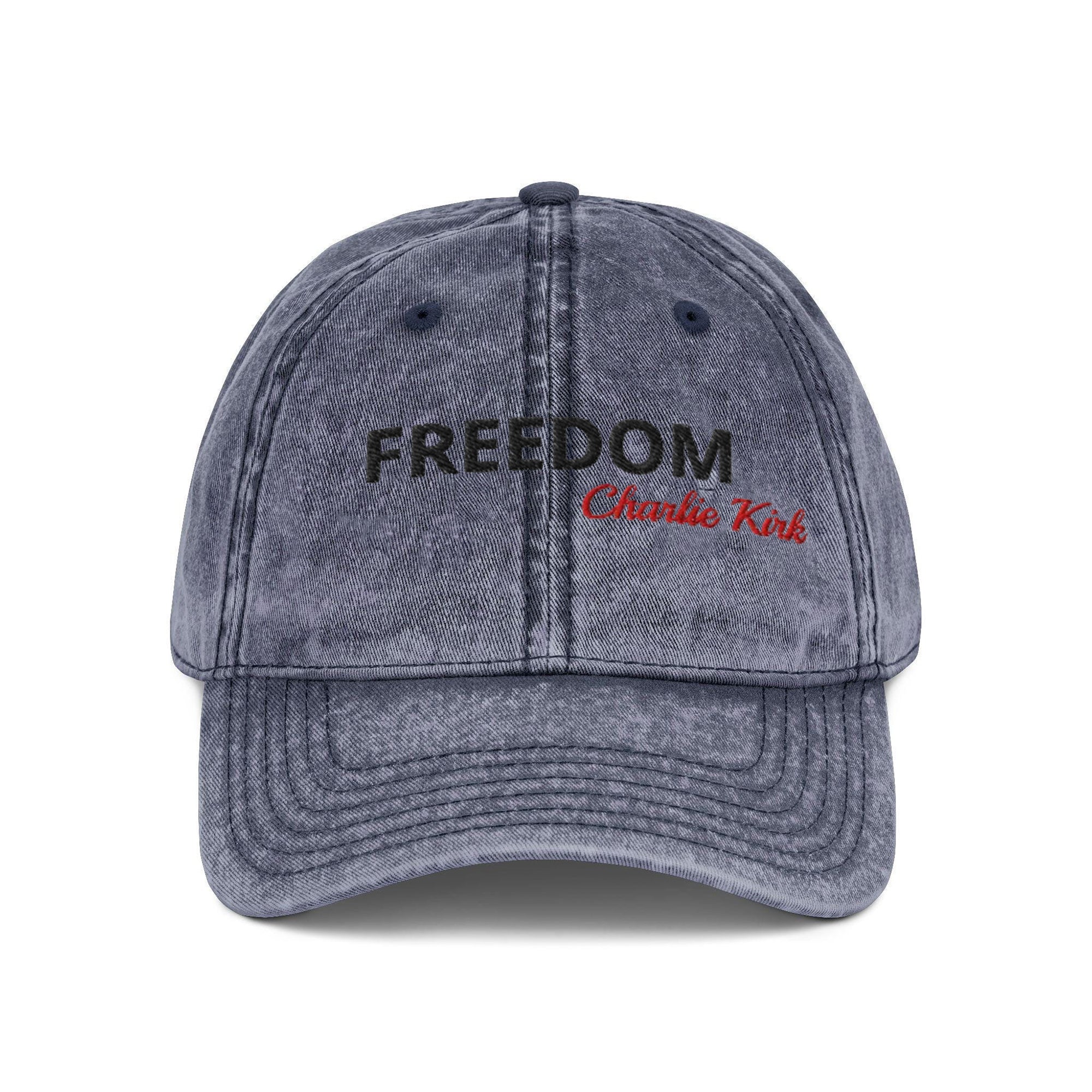Embroidered Freedom Charlie Kirk Washed Cap, Freedom Cap, Politics, Rest in Peace, Embroidered Hat, Patriotic Hat, A True Patriot