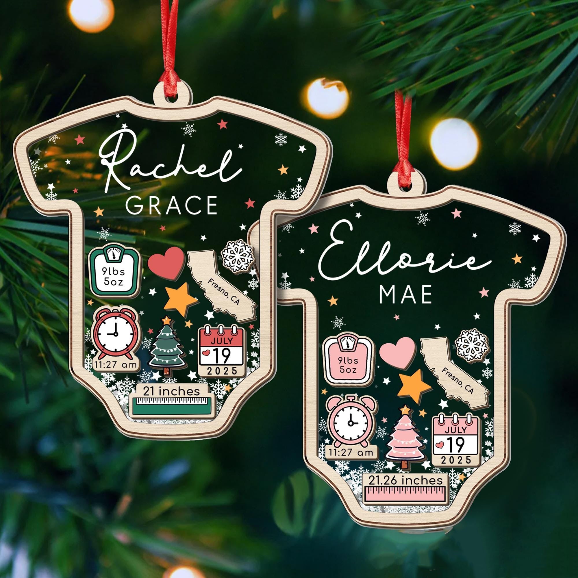 Baby's First Christmas Ornament, Baby 1st Christmas Ornaments, Custom Baby Name Christmas Gift, 4D Shake Babies Ornament, New Baby Keepsake