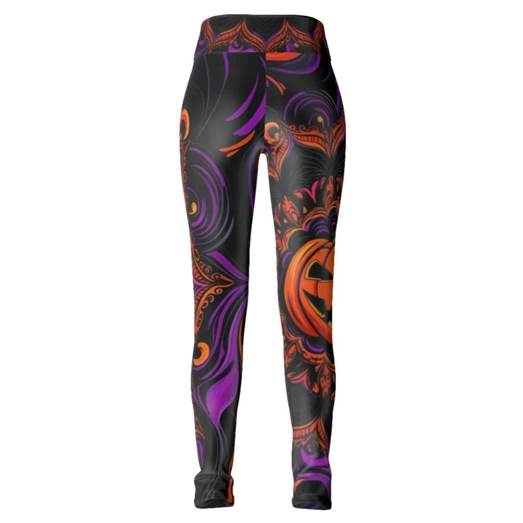 Pumpkin Mandala Magic Leggings, Halloween Costume Ideas, Halloween Jack-o’-Lantern Yoga Pants, Spooky Mandala Art Activewear, Gothic Fall Tights