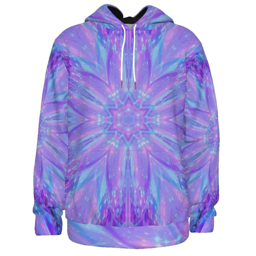 Kaleio Galaxy Hoodie, Trippy Psychedelic Pullover, Holographic Space Mandala Sweatshirt, Cosmic Rave Streetwear for Men & Women