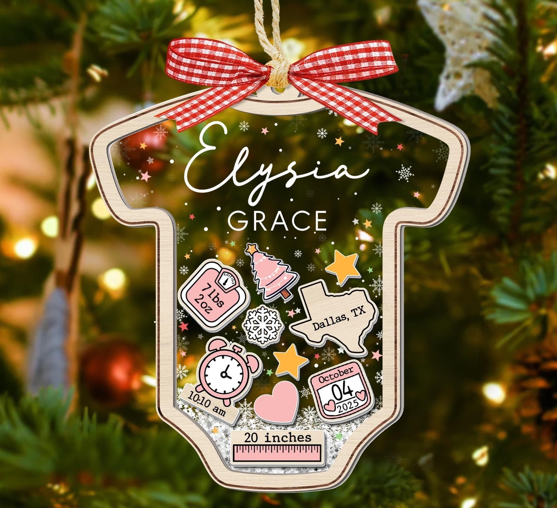 Baby's First Christmas Ornament, Baby 1st Christmas Ornaments, Custom Baby Name Christmas Gift, 4D Shake Babies Ornament, New Baby Keepsake