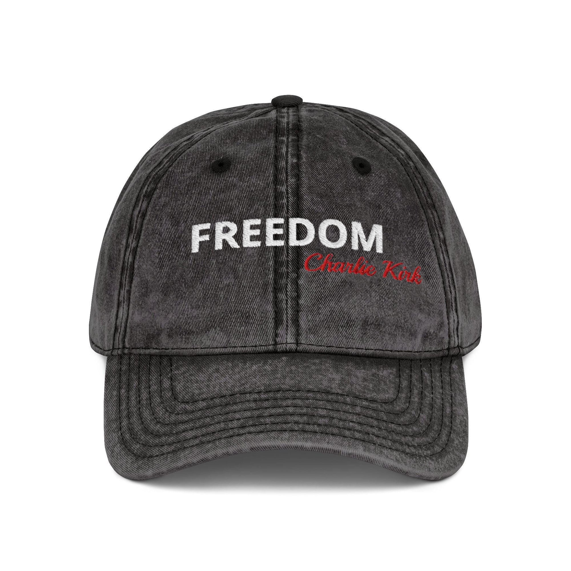 Embroidered Freedom Charlie Kirk Washed Cap, Freedom Cap, Politics, Rest in Peace, Embroidered Hat, Patriotic Hat, A True Patriot