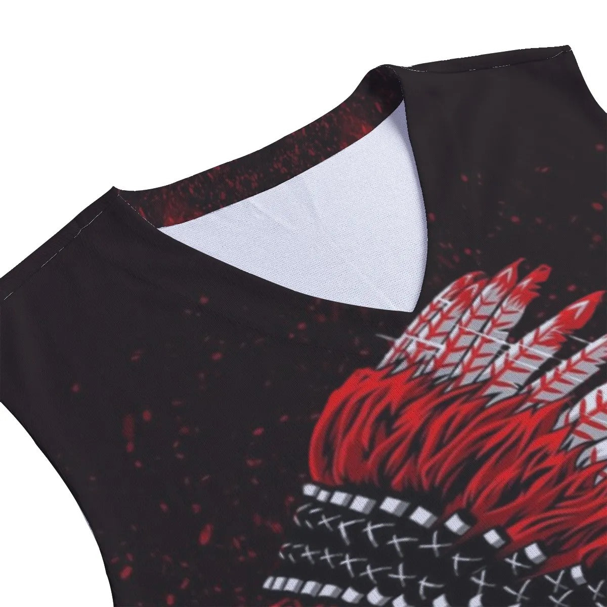 Native American Skull Tank Top, Red Feather Headdress Shirt, Tribal Gothic Sleeveless, Red Smoke Graphic Top, Warrior Biker Style