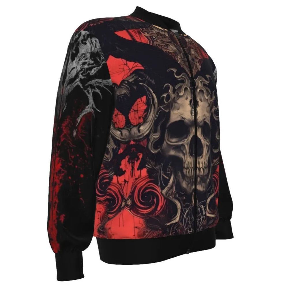 Halloween Costume Ideas, Infernal Mandala Skull Bomber Jacket, Gothic Mandala Outerwear, Halloween Horror Nights Coat
