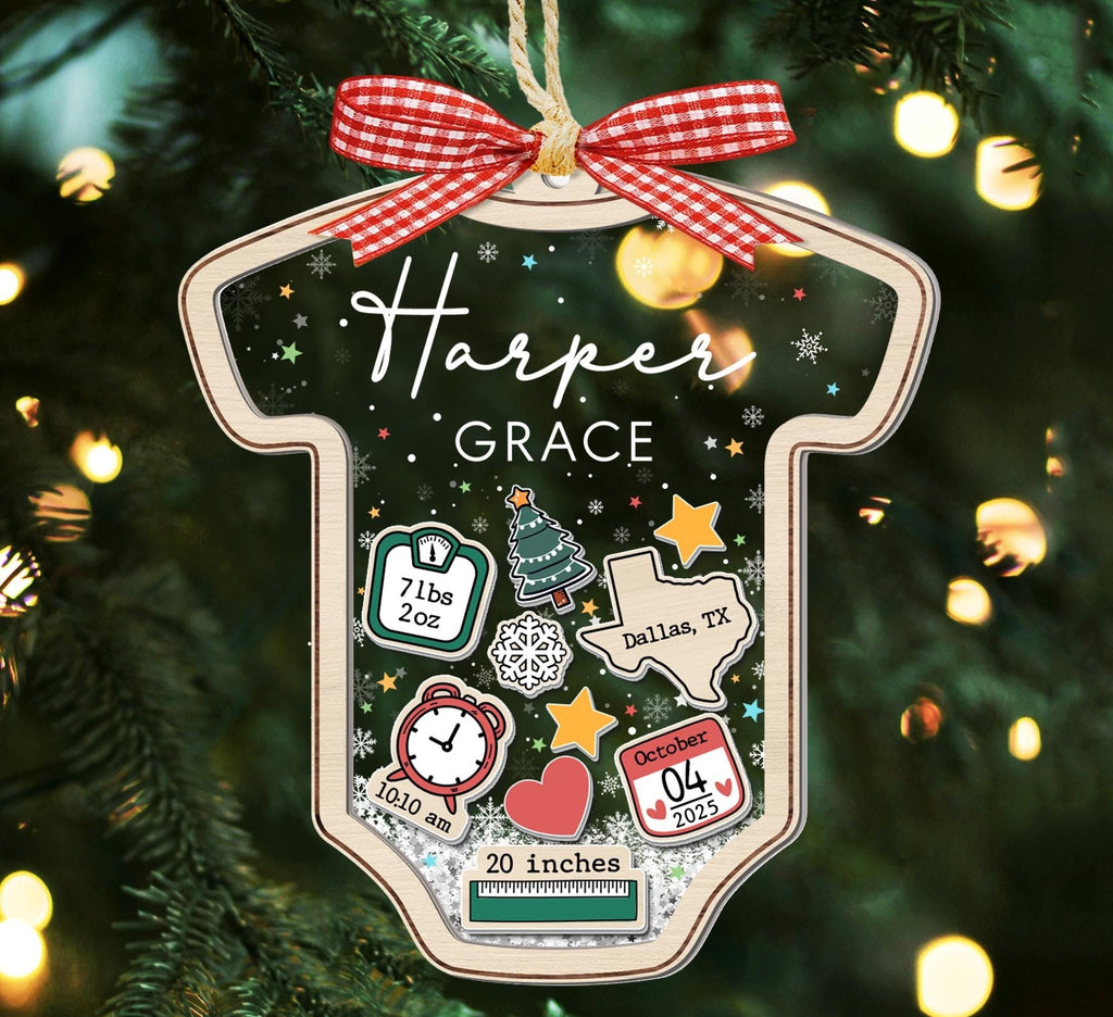 Baby's First Christmas Ornament, Baby 1st Christmas Ornaments, Custom Baby Name Christmas Gift, 4D Shake Babies Ornament, New Baby Keepsake