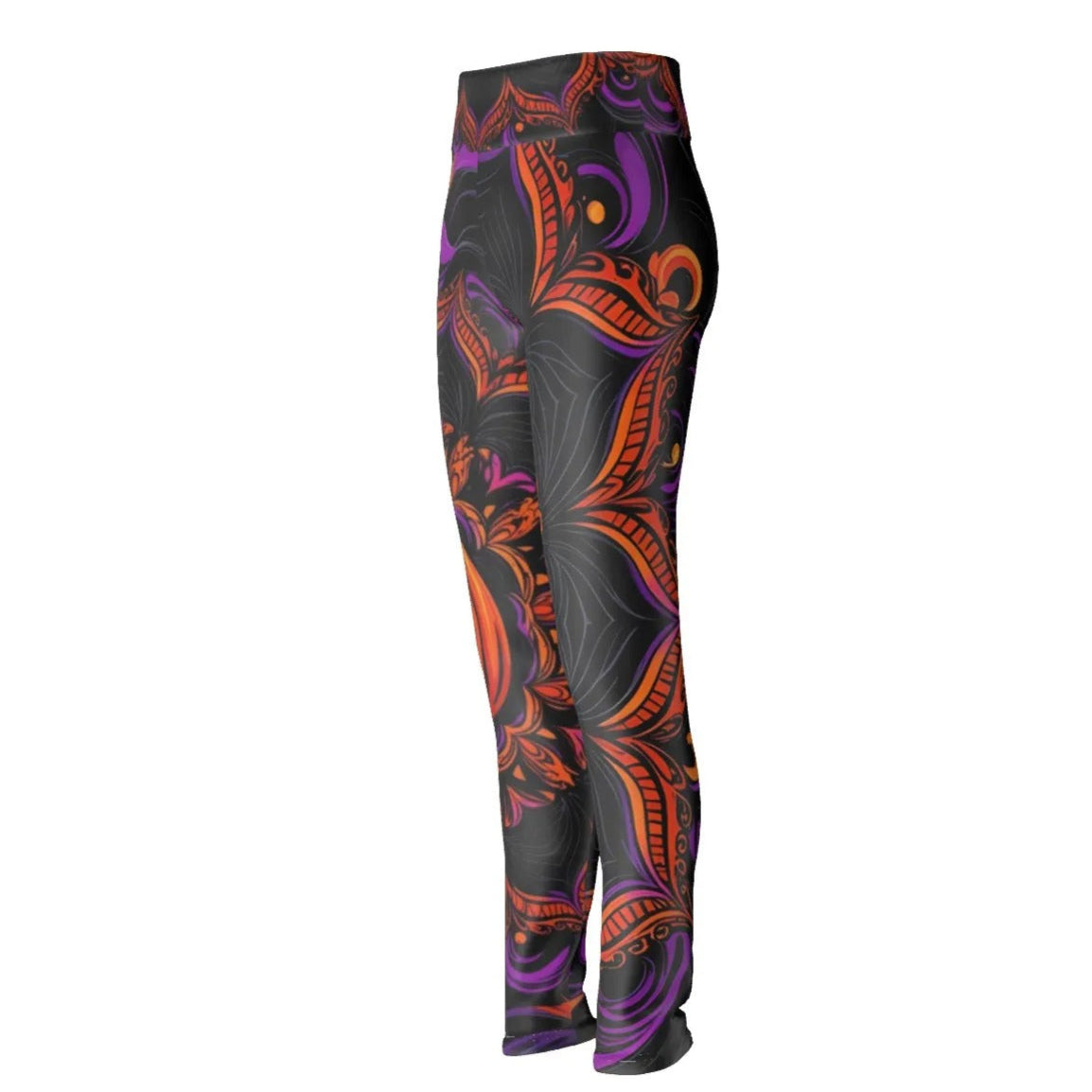 Pumpkin Mandala Magic Leggings, Halloween Costume Ideas, Halloween Jack-o’-Lantern Yoga Pants, Spooky Mandala Art Activewear, Gothic Fall Tights