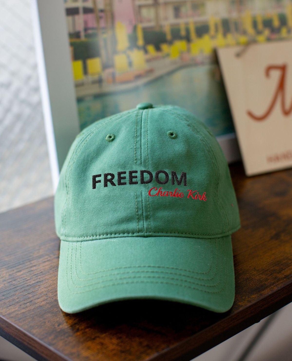 Embroidered Freedom Charlie Kirk Washed Cap, Freedom Cap, Politics, Rest in Peace, Embroidered Hat, Patriotic Hat, A True Patriot