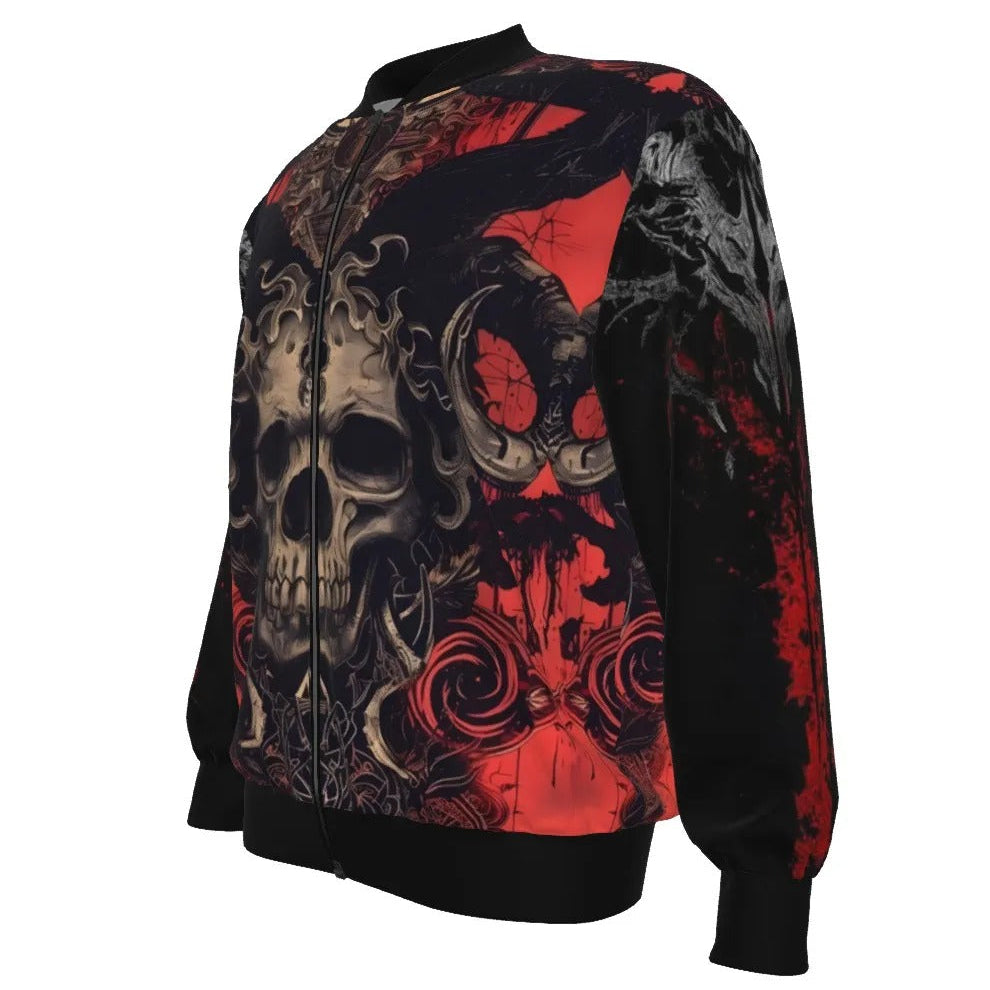 Halloween Costume Ideas, Infernal Mandala Skull Bomber Jacket, Gothic Mandala Outerwear, Halloween Horror Nights Coat
