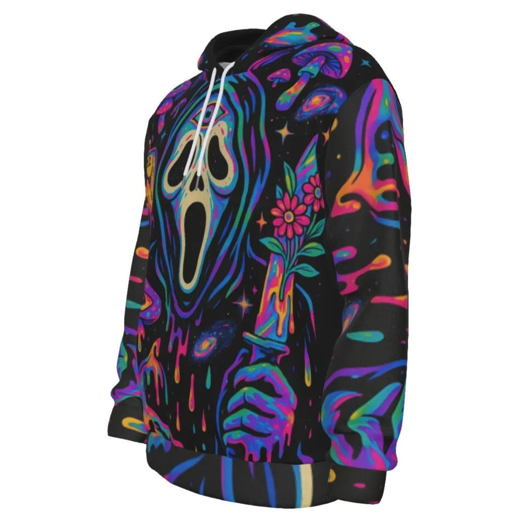 Psychedelic Halloween Mushrooms Hoodie, Neon Trippy Mushroom Sweatshirt, Spooky Halloween Art Top, Horror Festival Apparel