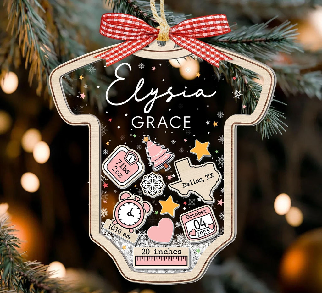 Baby's First Christmas Ornament, Baby 1st Christmas Ornaments, Custom Baby Name Christmas Gift, 4D Shake Babies Ornament, New Baby Keepsake