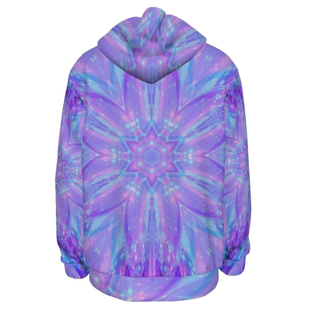 Kaleio Galaxy Hoodie, Trippy Psychedelic Pullover, Holographic Space Mandala Sweatshirt, Cosmic Rave Streetwear for Men & Women