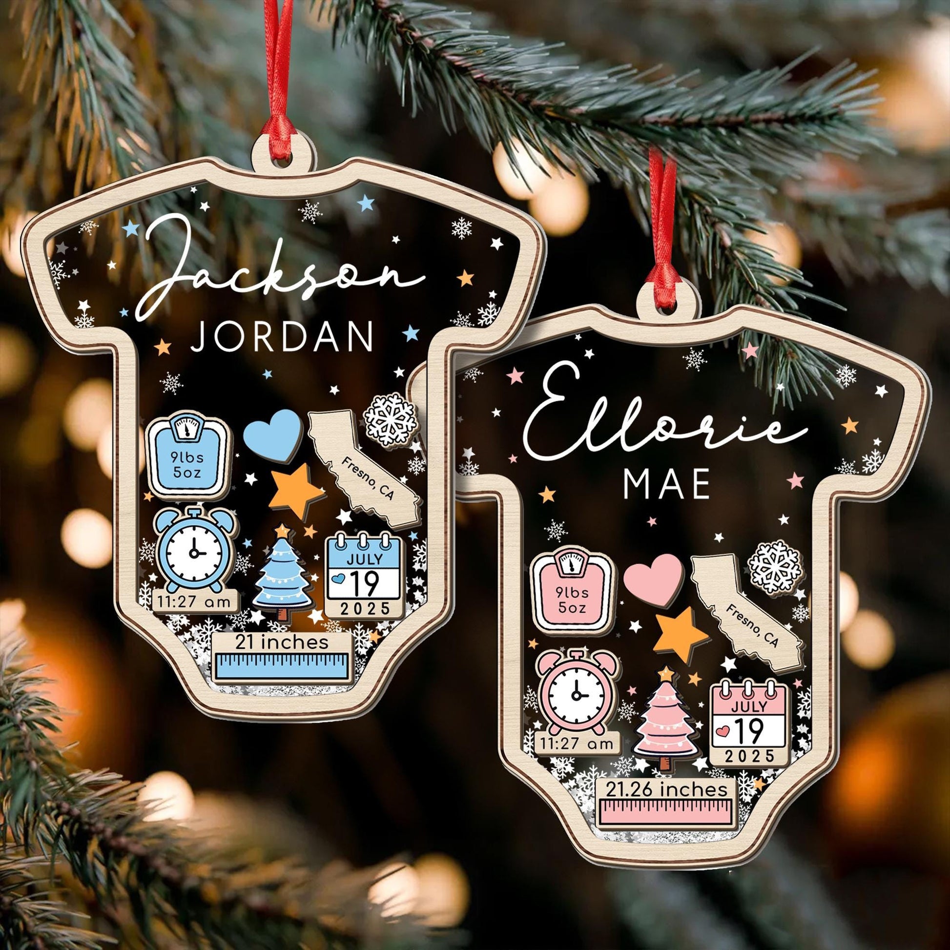 Baby's First Christmas Ornament, Baby 1st Christmas Ornaments, Custom Baby Name Christmas Gift, 4D Shake Babies Ornament, New Baby Keepsake