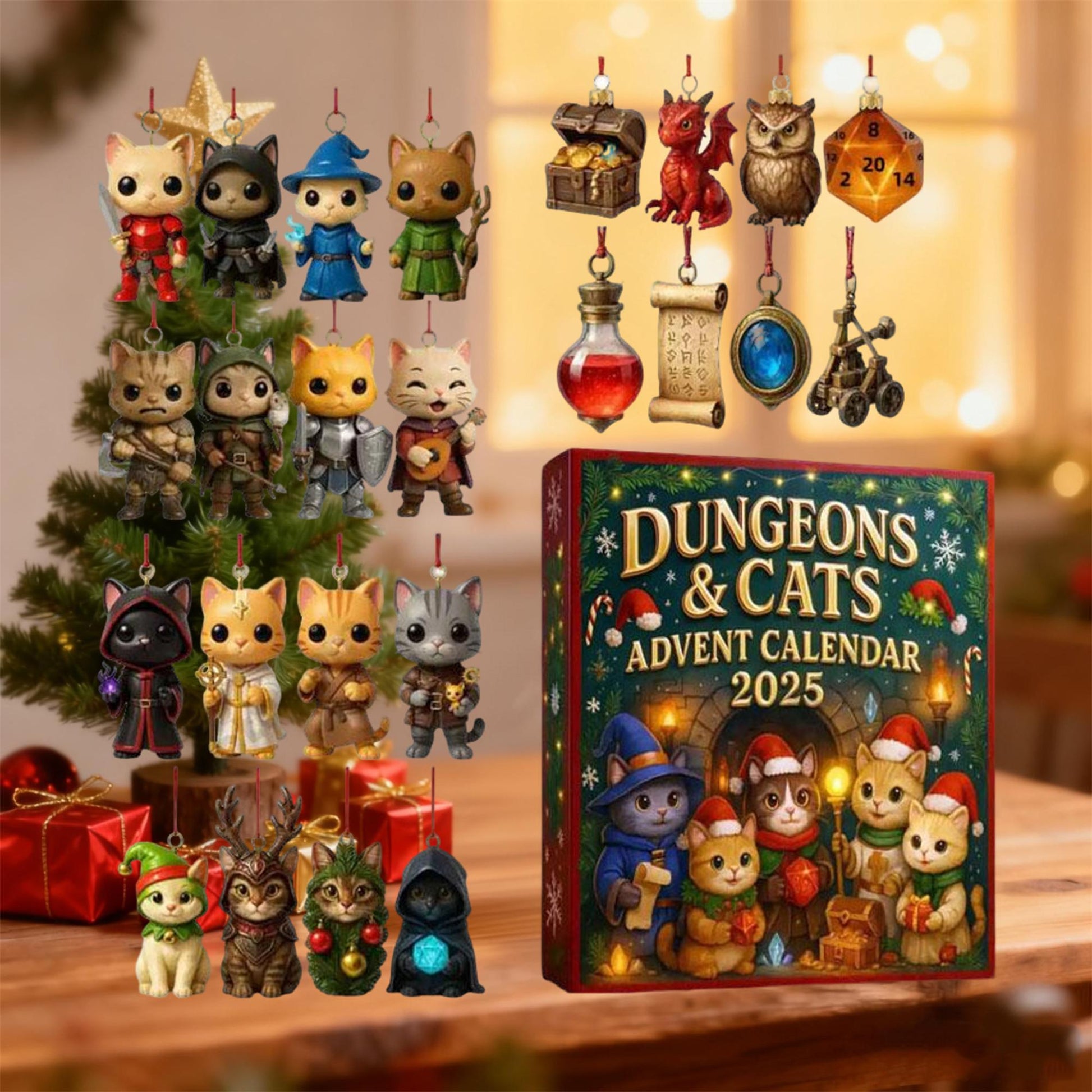 Fantasy RPG Cat Advent Calendar 2025, 24 Adventure Hero Mini Figures, Roleplay Collectible Gift for Cat Lovers