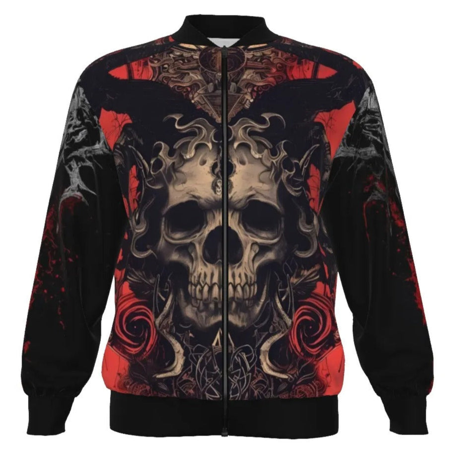 Halloween Costume Ideas, Infernal Mandala Skull Bomber Jacket, Gothic Mandala Outerwear, Halloween Horror Nights Coat