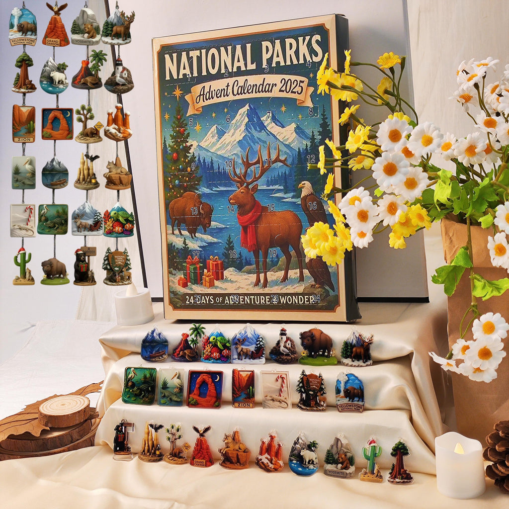 National Parks Advent Calendar 2025, 24 Miniature Landmarks & Wildlife, Nature Lovers Christmas Countdown Gift