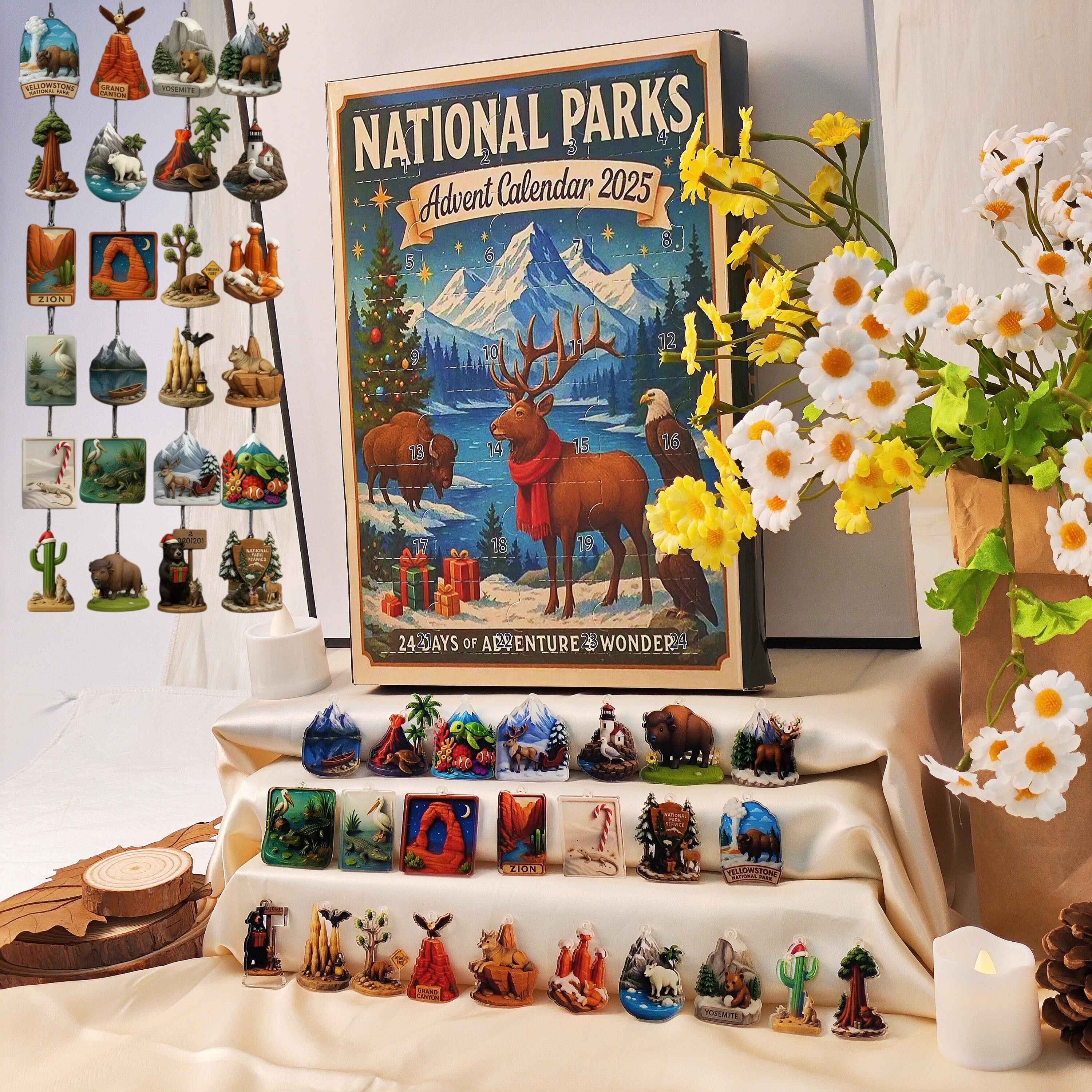 National Parks Advent Calendar 2025, 24 Miniature Landmarks & Wildlife, Nature Lovers Christmas Countdown Gift