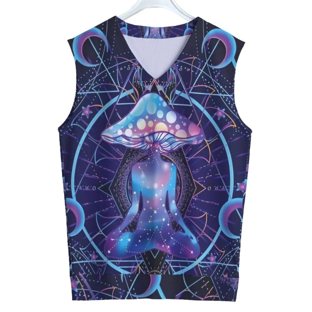 Mystic Mushroom Awakening Tank Top, Psychedelic Spiritual Shirt, Cosmic Mushroom Sleeveless Top, Visionary Art Festival Wear, Boho Mystic Style