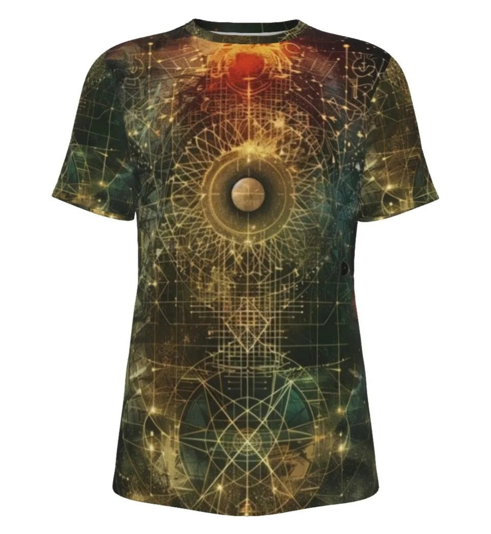 Celestial Alchemy T-Shirt, Mystical Symbol Graphic Tee, Unisex Cosmic Shirt, Moon and Star Shirt, Trippy Spiritual Outerwear