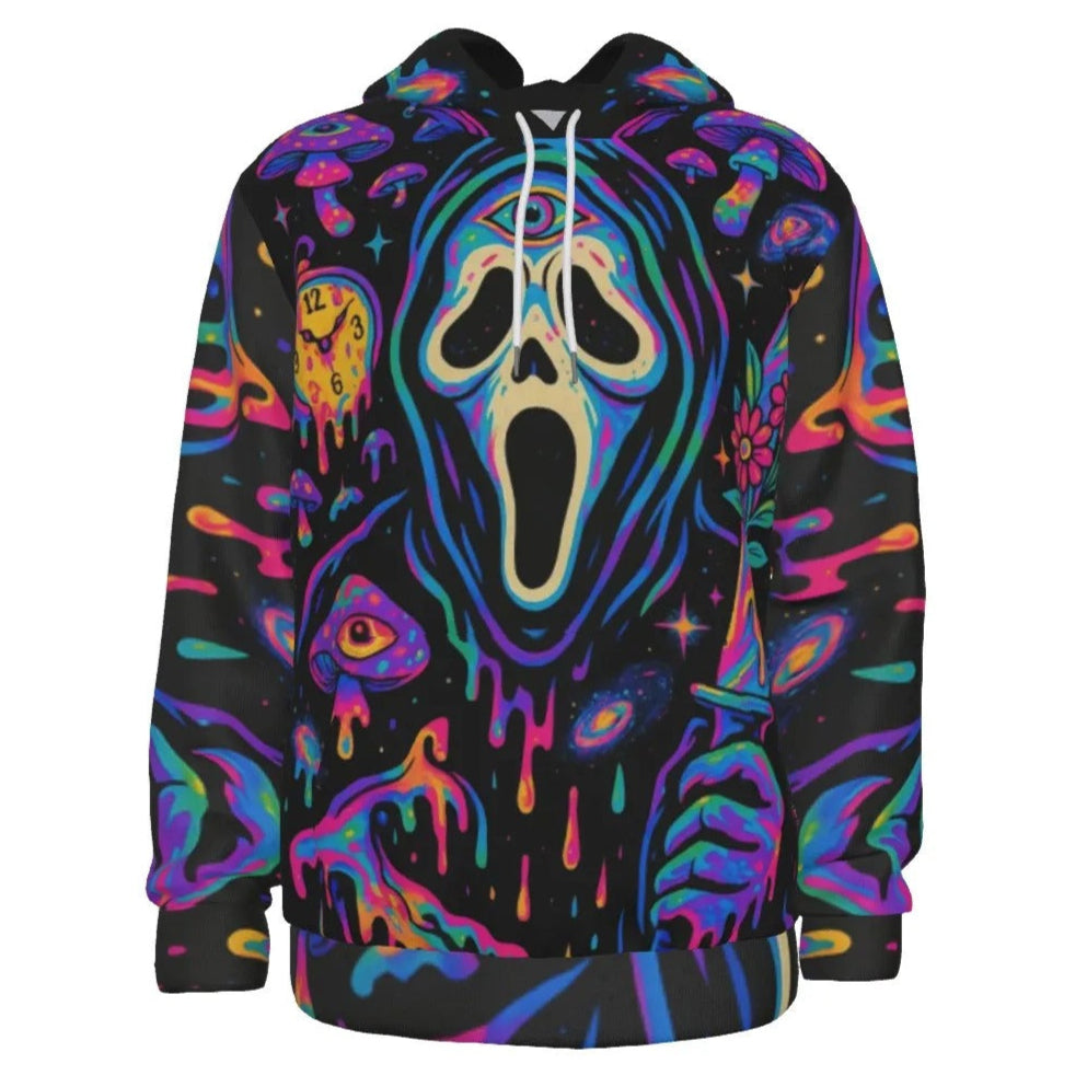 Psychedelic Halloween Mushrooms Hoodie, Neon Trippy Mushroom Sweatshirt, Spooky Halloween Art Top, Horror Festival Apparel