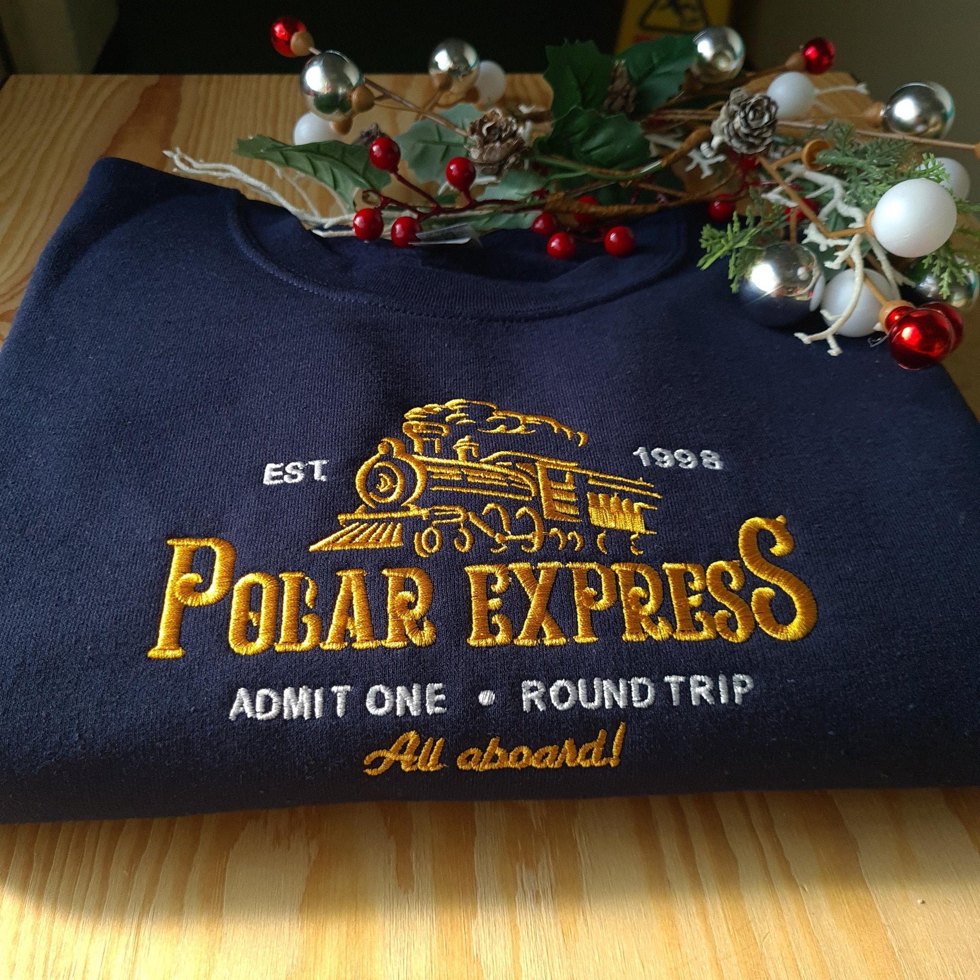 Polar Express Christmas Sweatshirt, Christmas Embroidered Sweatshirt, Polar Express Crewneck, Vintage Christmas Crewneck, Gift for Christmas EBAC60