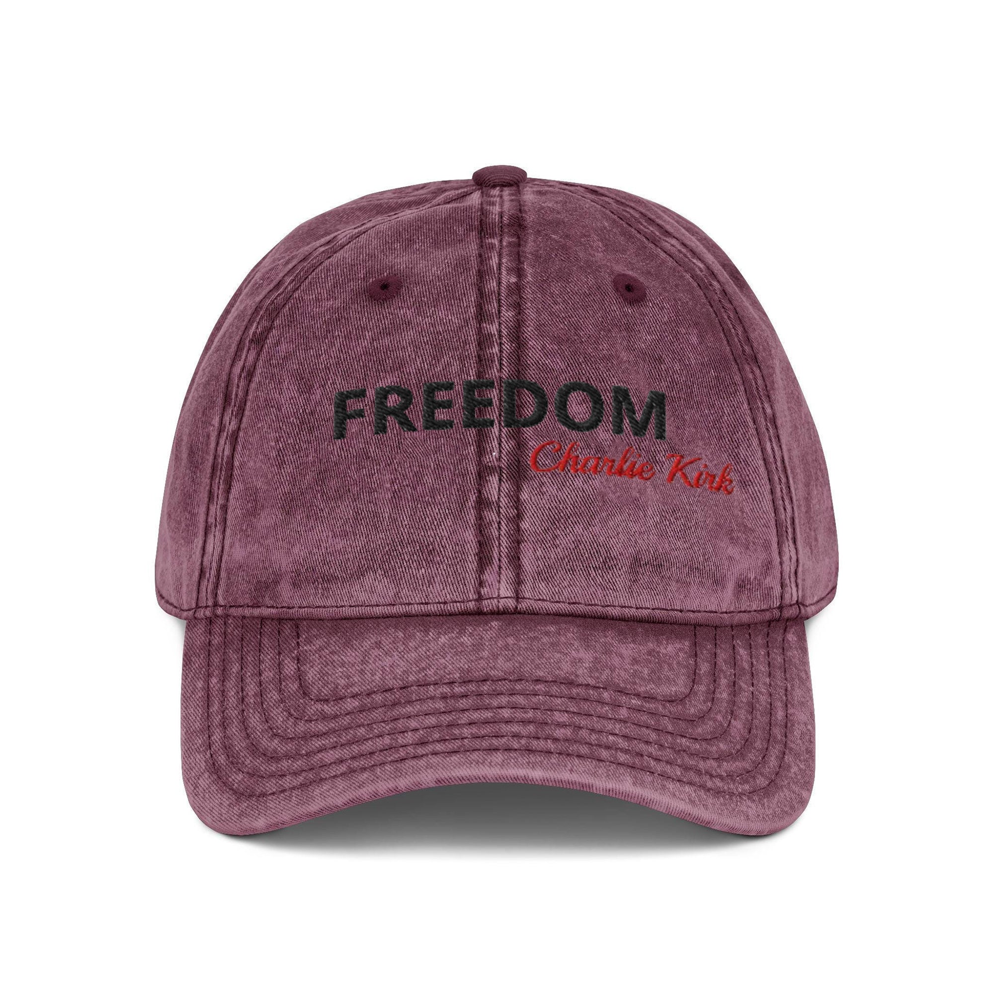 Embroidered Freedom Charlie Kirk Washed Cap, Freedom Cap, Politics, Rest in Peace, Embroidered Hat, Patriotic Hat, A True Patriot