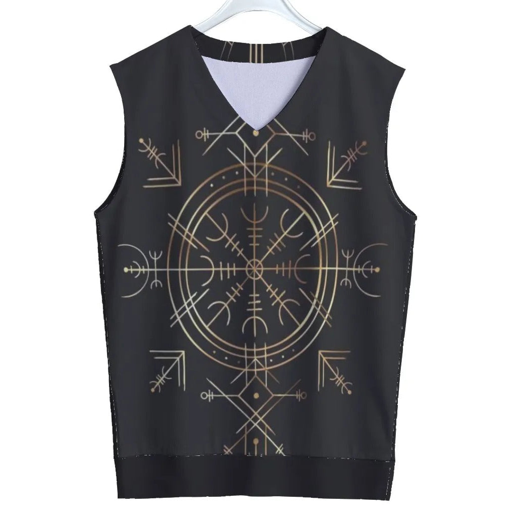 Viking Vegvisir Mysticism Tank Top, Norse Compass Rune Shirt, Nordic Viking Spiritual Vest, Viking Sigil Workout Top, Sacred Geometry Tank