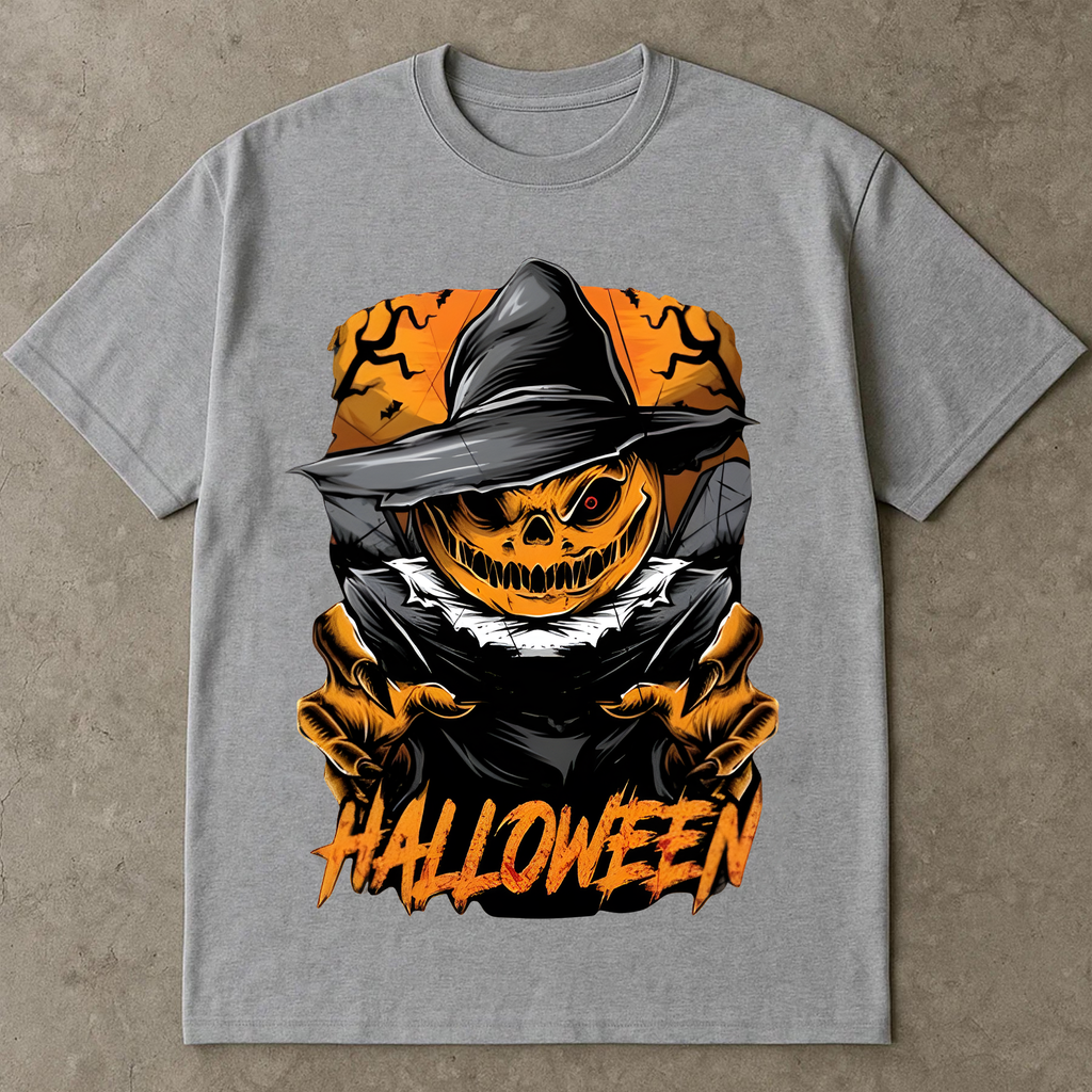 Scary Pumpkin Halloween Shirt, Spooky Witch Hat Graphic Tee, Fall T-Shirt for Women & Men, Creepy October Outfit