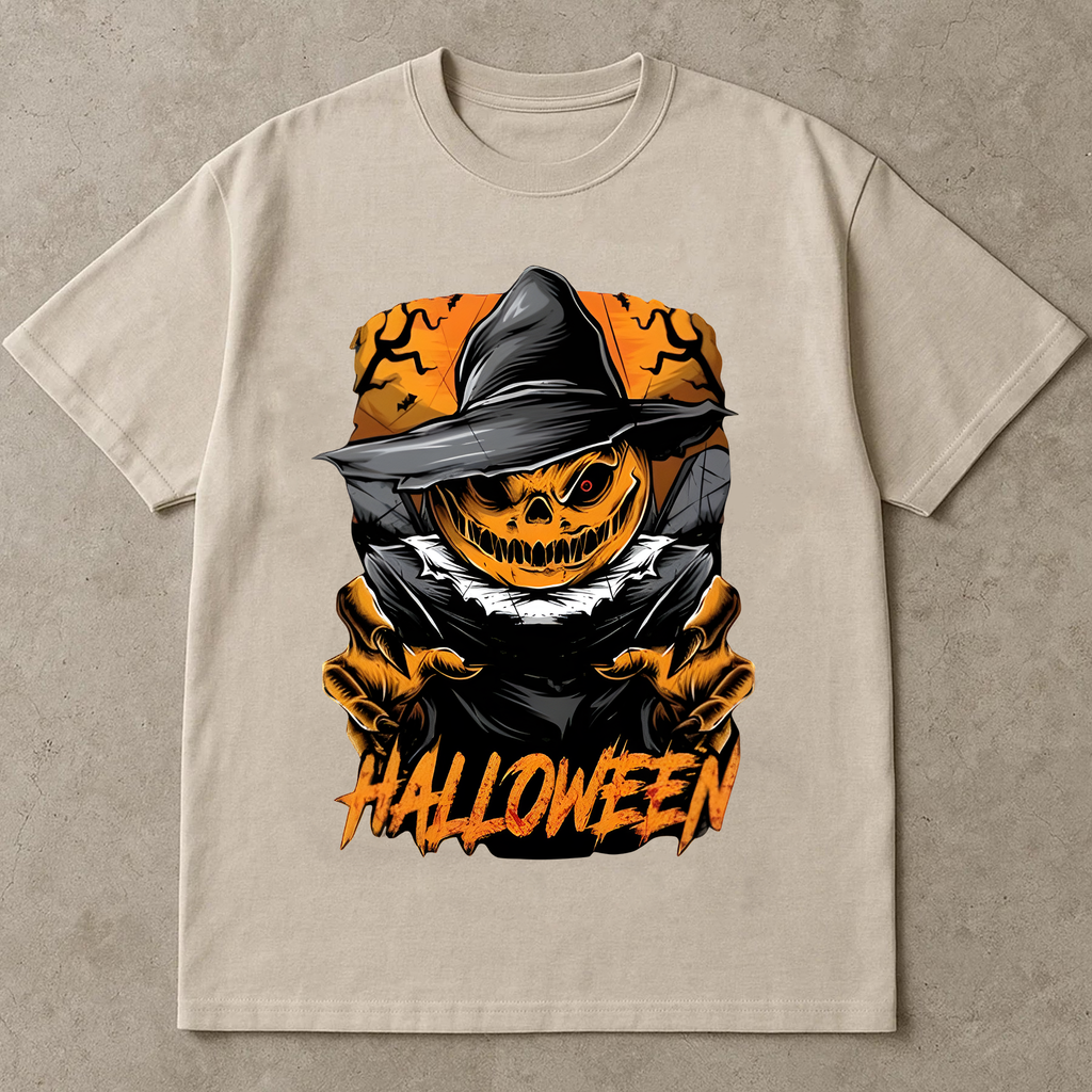Scary Pumpkin Halloween Shirt, Spooky Witch Hat Graphic Tee, Fall T-Shirt for Women & Men, Creepy October Outfit