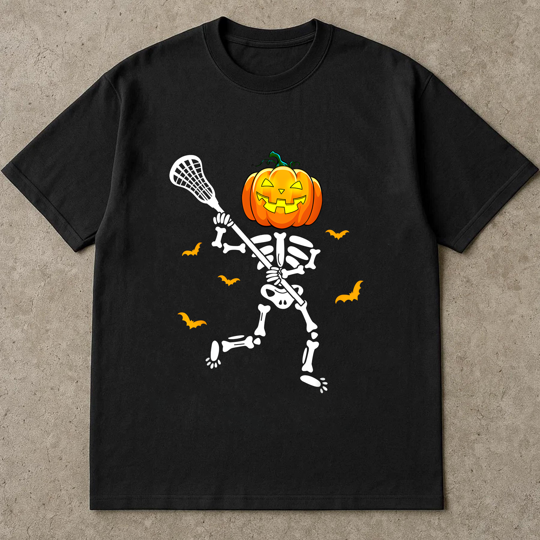 Lacrosse Halloween Shirt, Pumpkin Head Skeleton Playing Lacrosse, Funny Spooky Sports Tee, Halloween Gift for Lacrosse Player