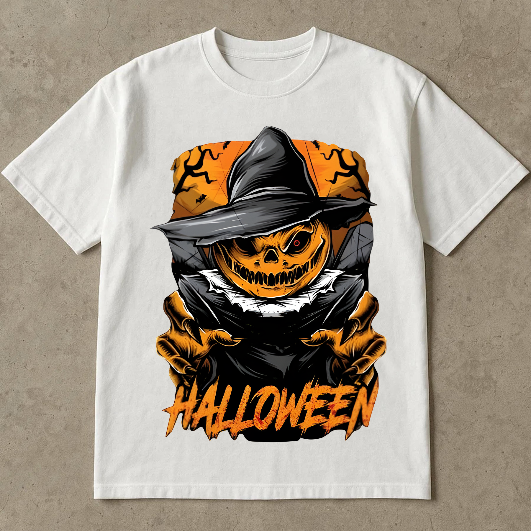 Scary Pumpkin Halloween Shirt, Spooky Witch Hat Graphic Tee, Fall T-Shirt for Women & Men, Creepy October Outfit